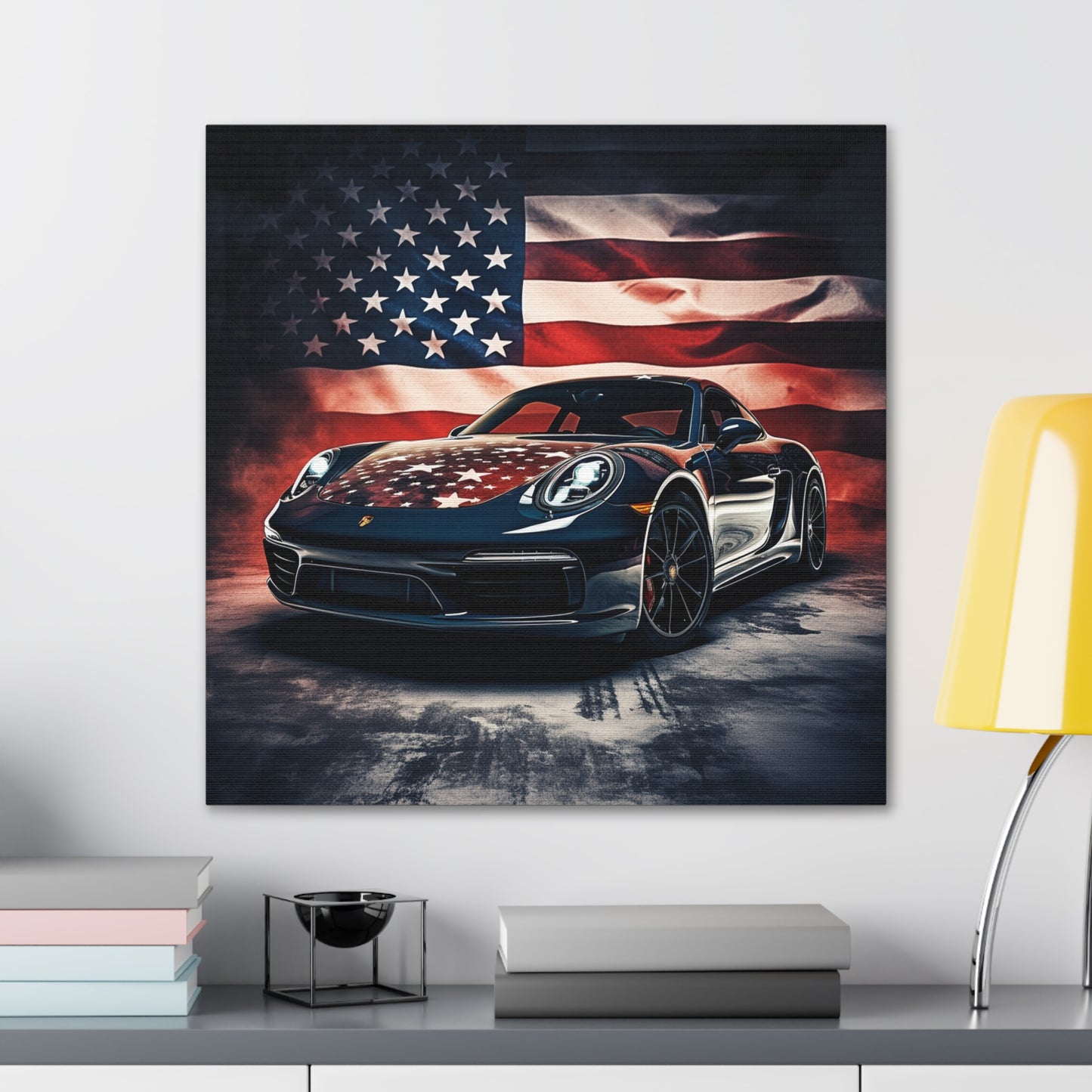 Canvas Gallery Wraps Abstract American Flag Background Porsche 2