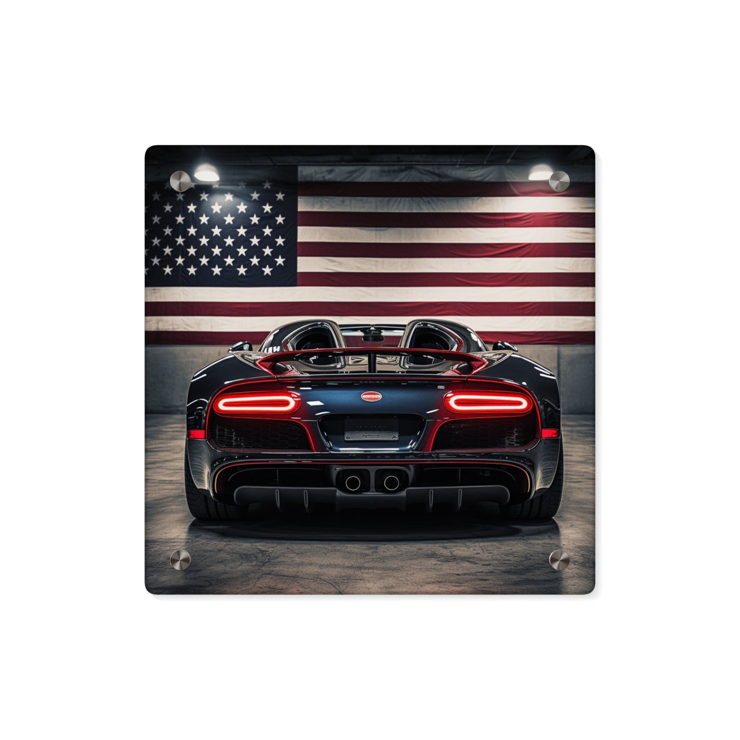 Acrylic Wall Art Panels American Flag Background Bugatti 4