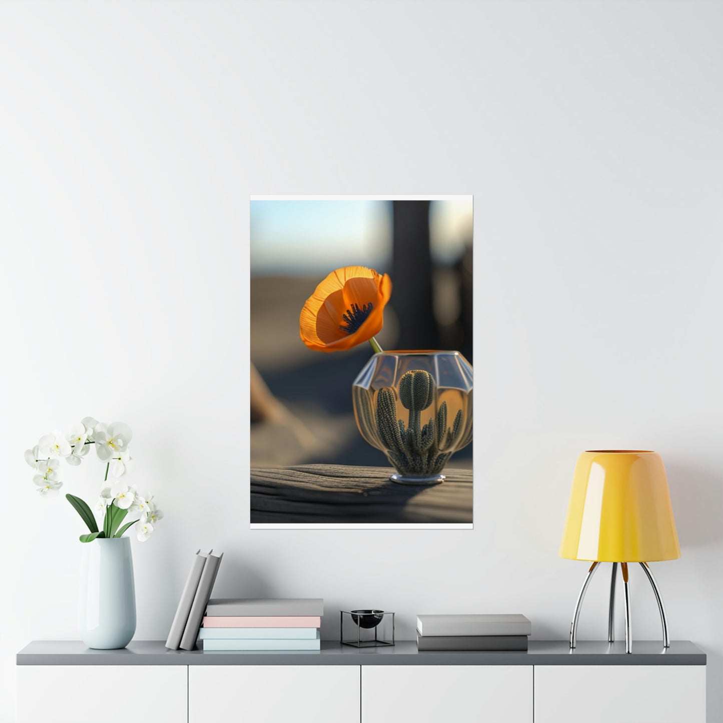 Premium Matte Vertical Posters Orange Poppy in a Vase 2