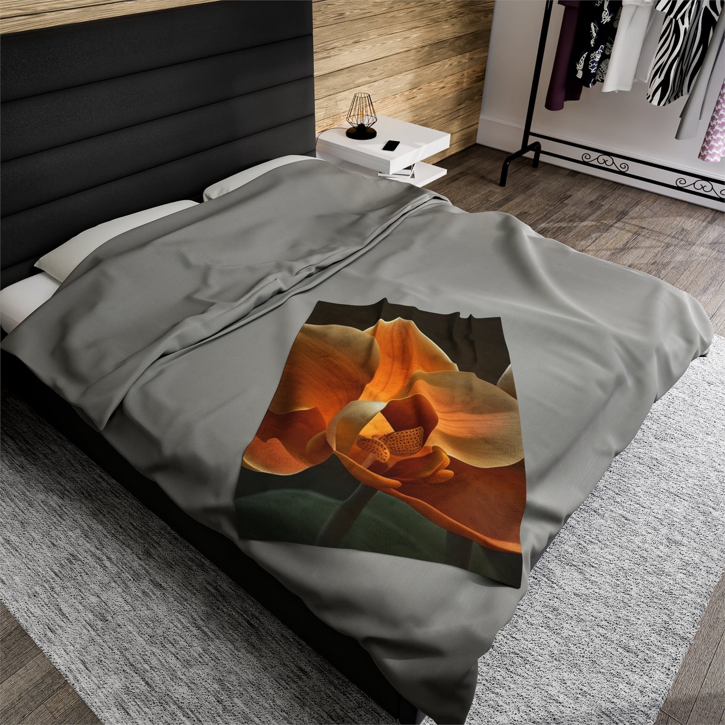 Velveteen Plush Blanket Orange Orchid 4