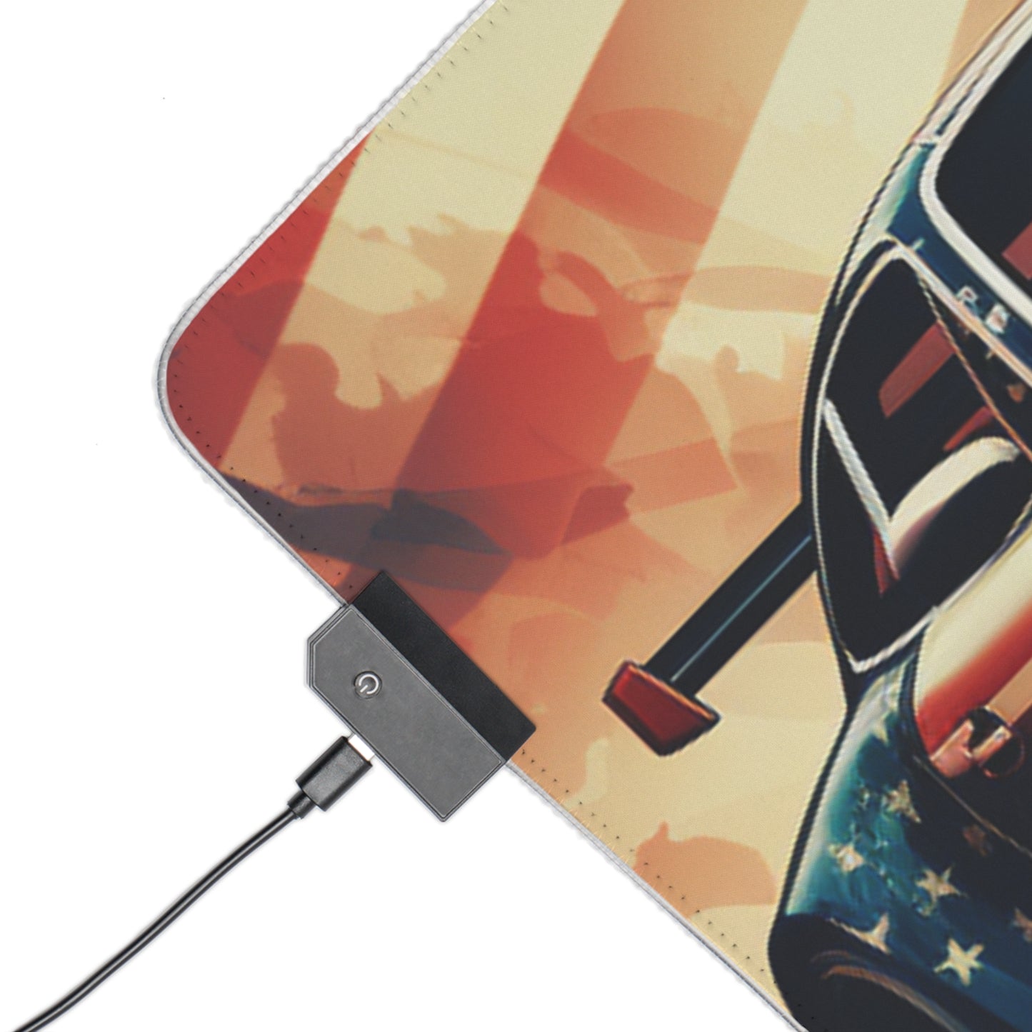 LED Gaming Mouse Pad Abstract American Flag Background Porsche 4