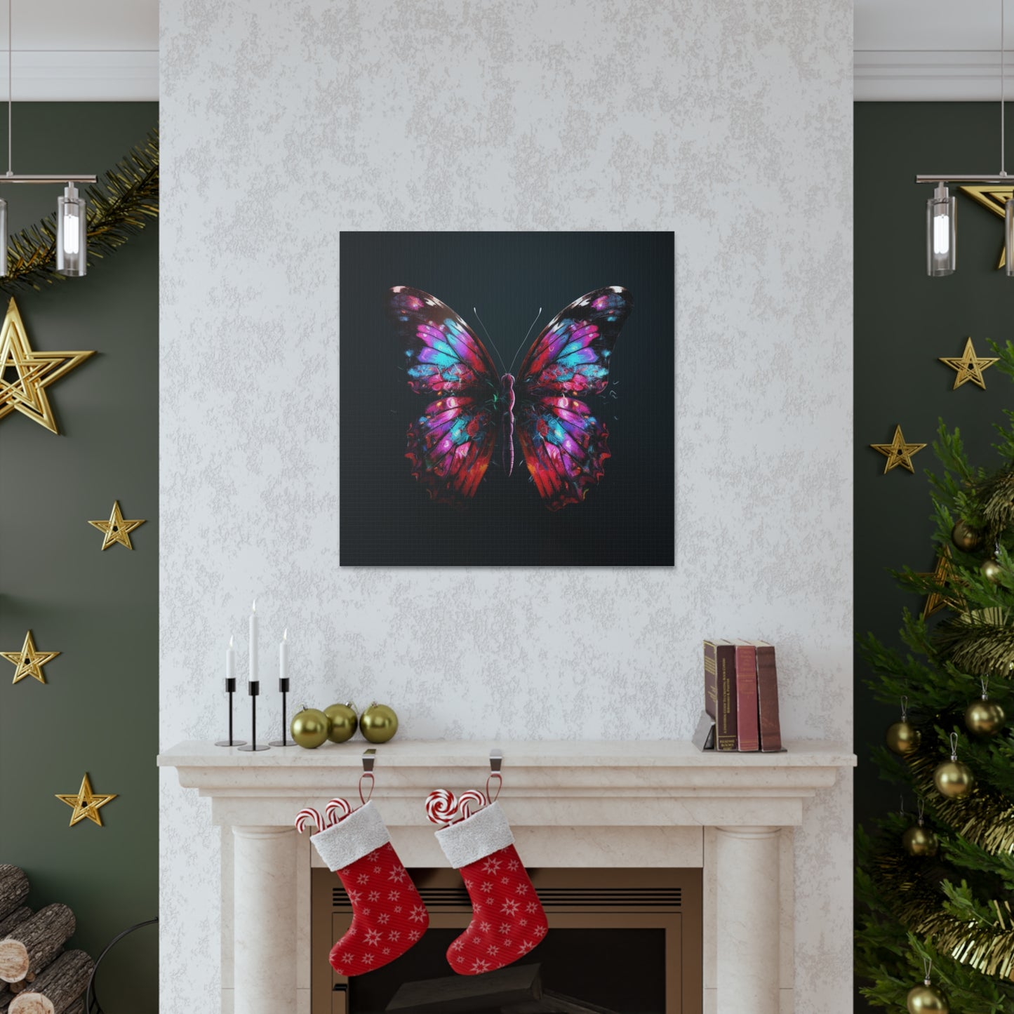 Canvas Gallery Wraps Hyper Colorful Butterfly Macro 3