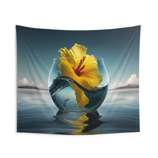 Indoor Wall Tapestries Yellow Hibiscus glass 4