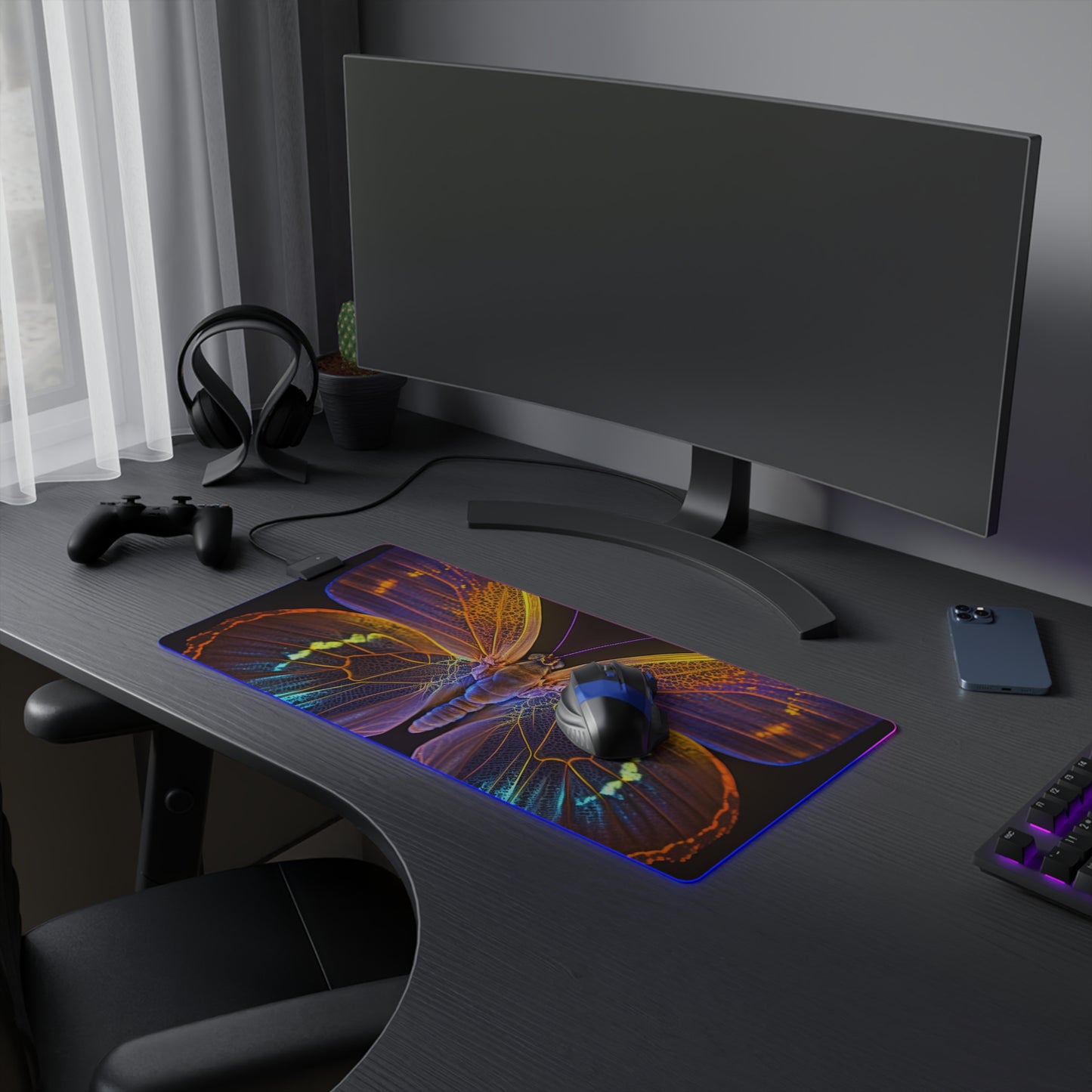 LED Gaming Mouse Pad Neon Butterfly Flair 2