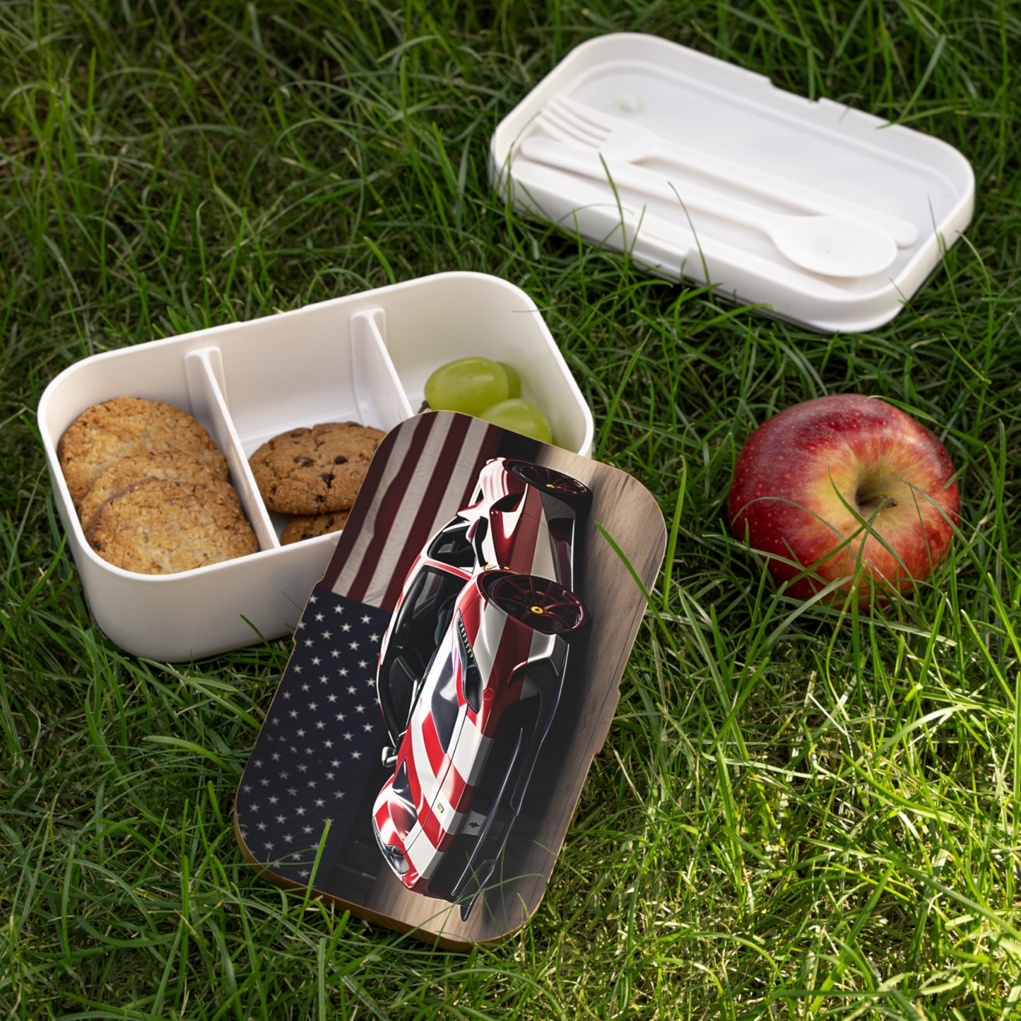 Bento Lunch Box American Flag Background Ferrari 2