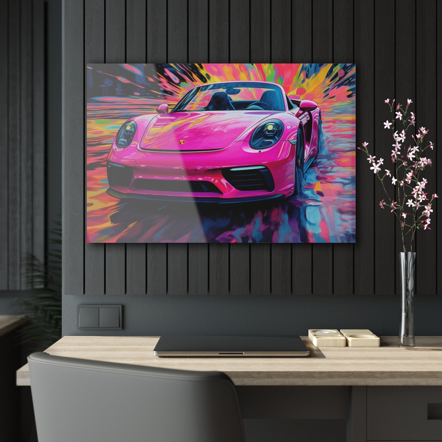 Acrylic Prints Pink Porsche water fusion 2