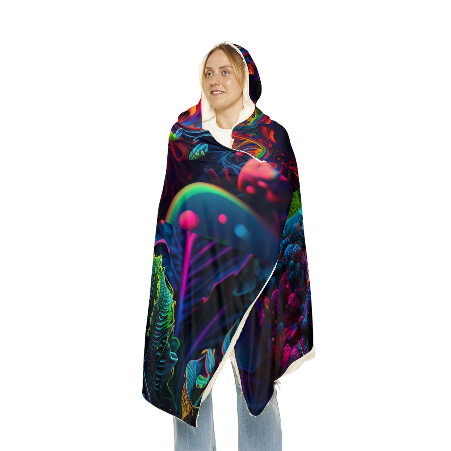 Snuggle Hooded Blanket Florescent Skull Death 5