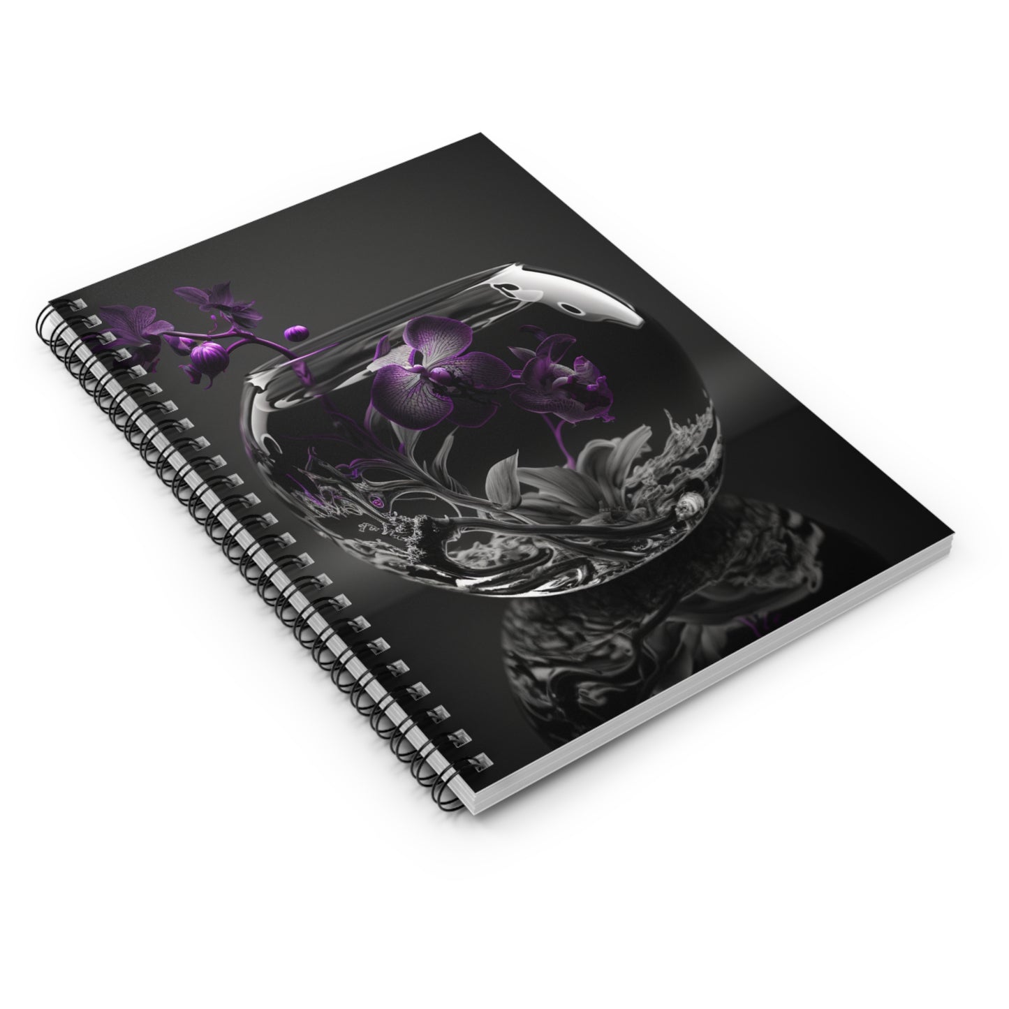 Spiral Notebook - Ruled Line Purple Orchid Glass vase 3