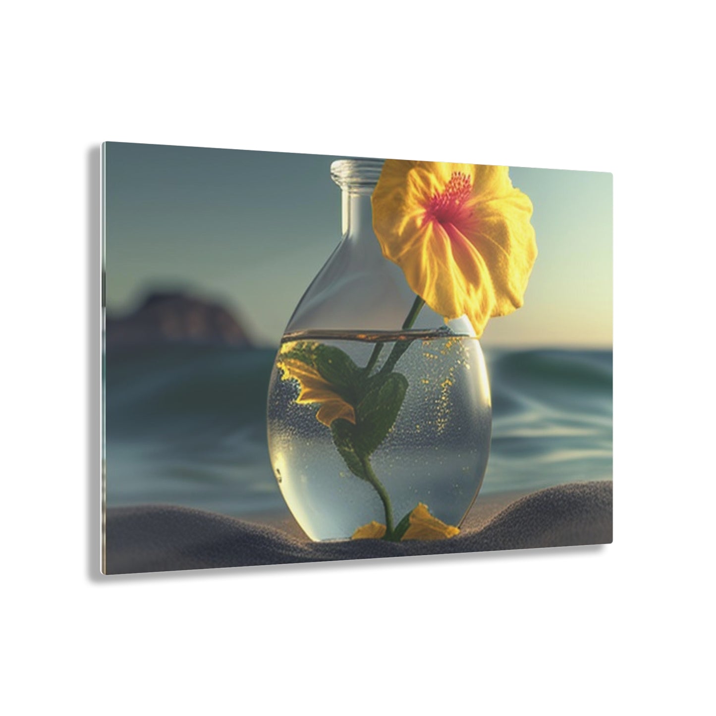 Acrylic Prints Yellow Hibiscus glass 2