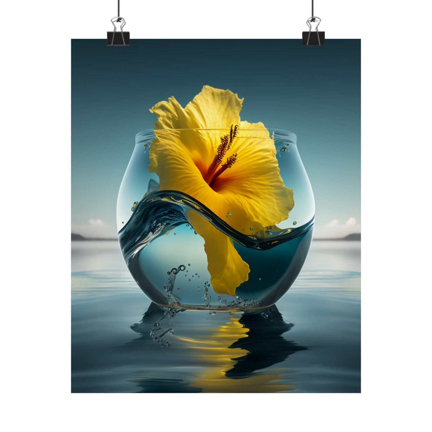 Premium Matte Vertical Posters Yellow Hibiscus glass 4