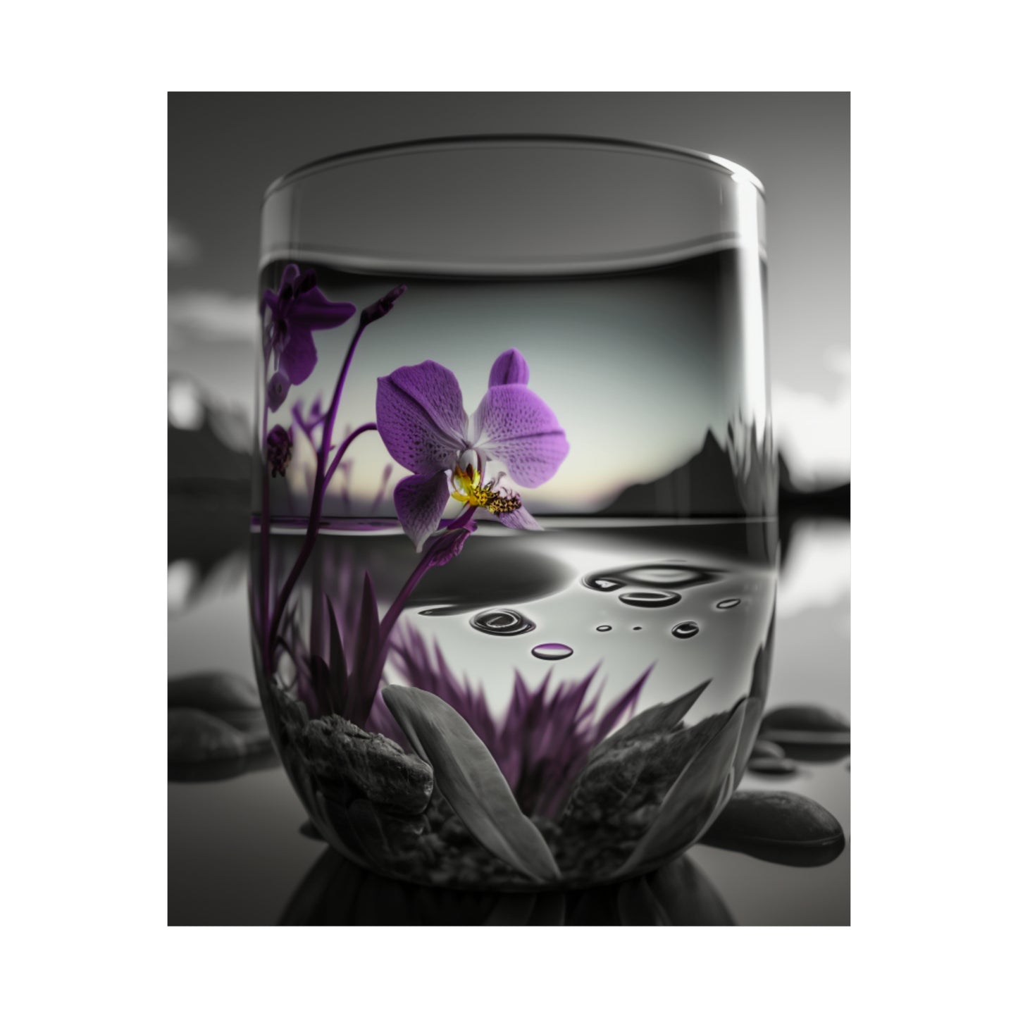 Premium Matte Vertical Posters Purple Orchid Glass vase 2