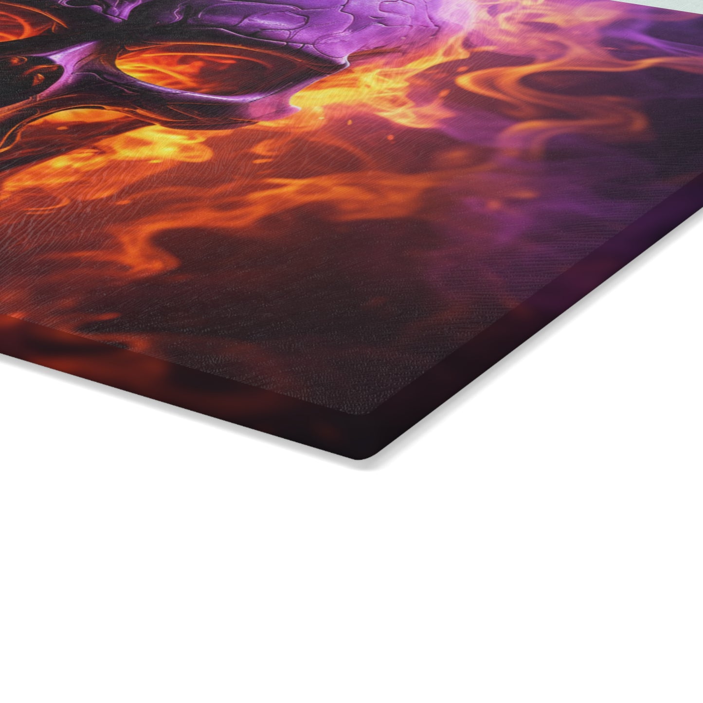 Glass Cutting Board Skull Flames 3