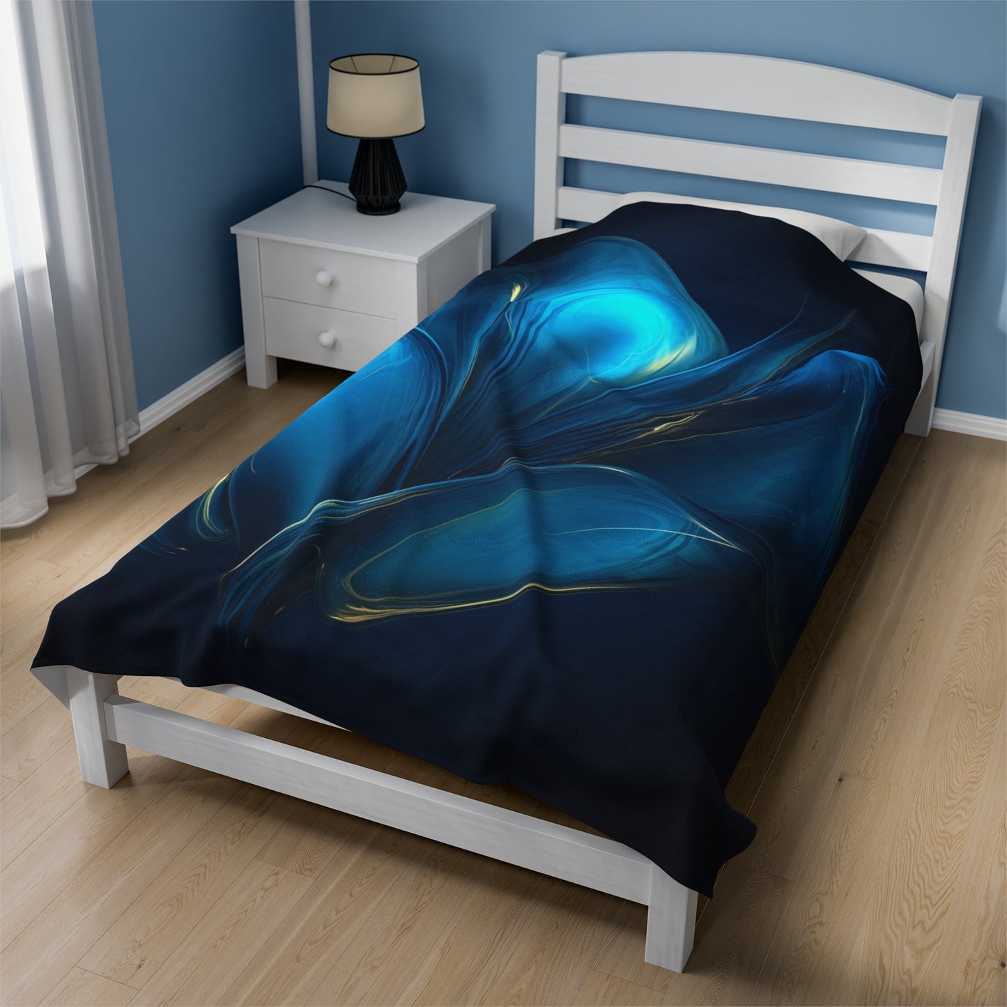 Velveteen Plush Blanket Abstract Blue Tulip 2