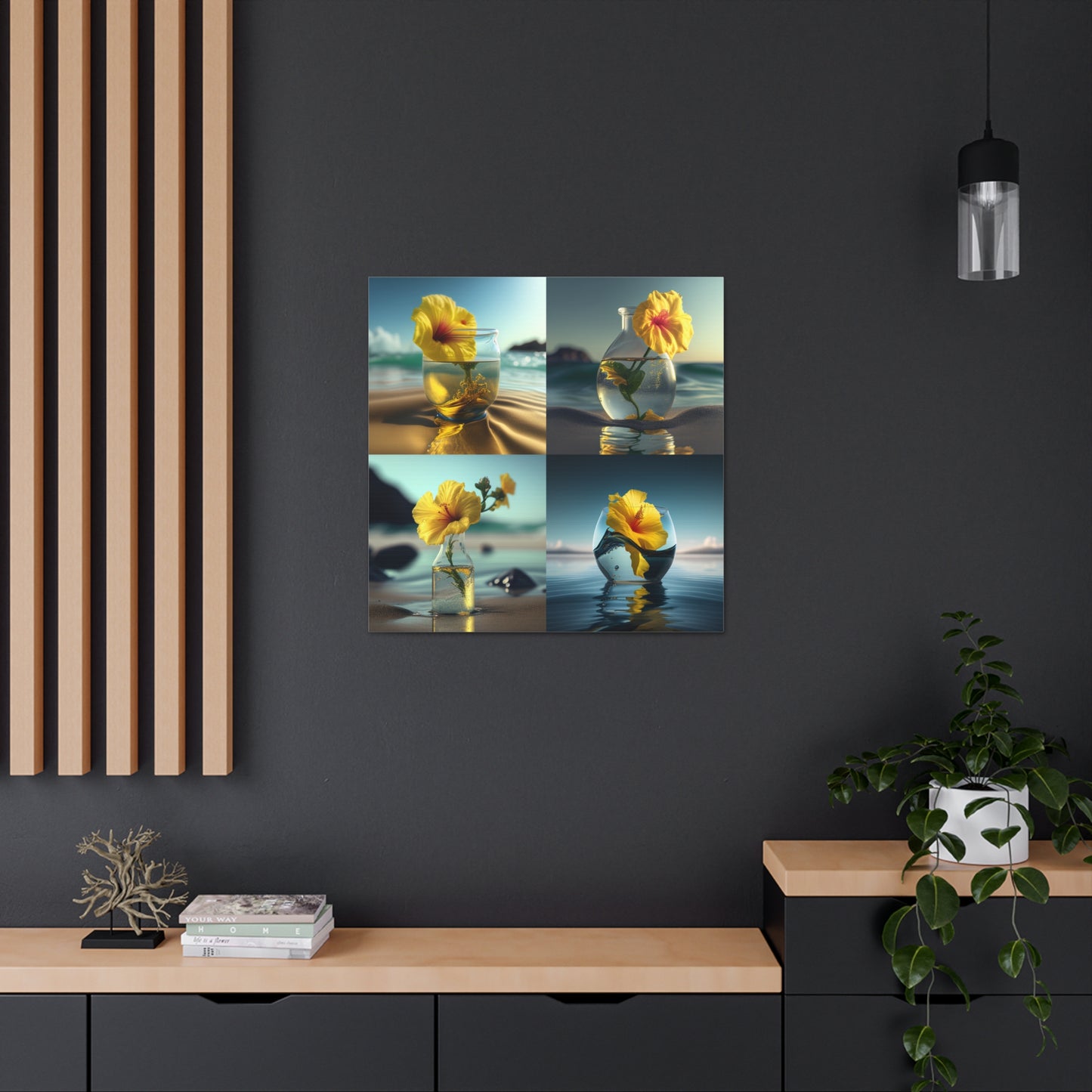 Canvas Gallery Wraps Yellow Hibiscus glass 5