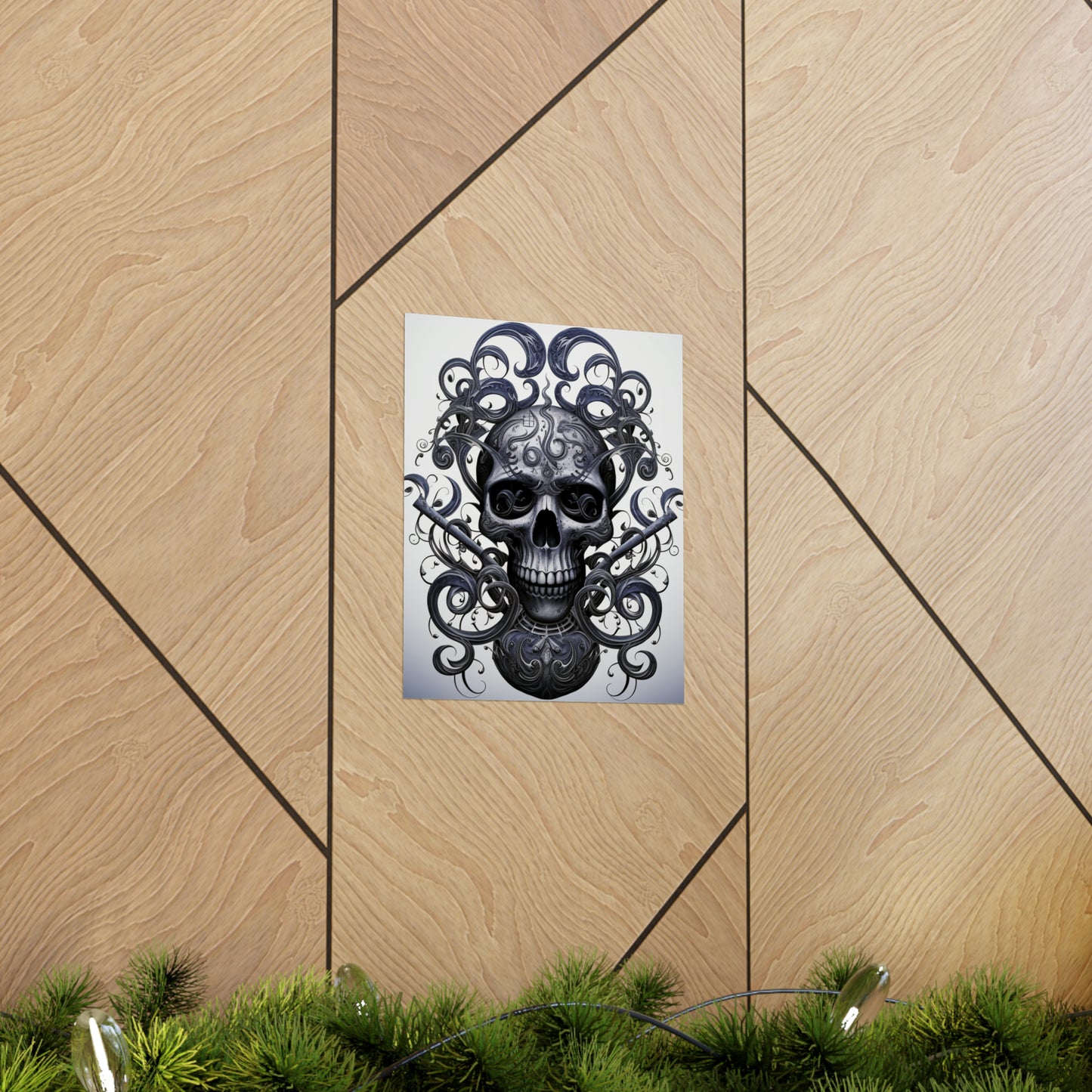 Premium Matte Vertical Posters Skull Treble Clef 1