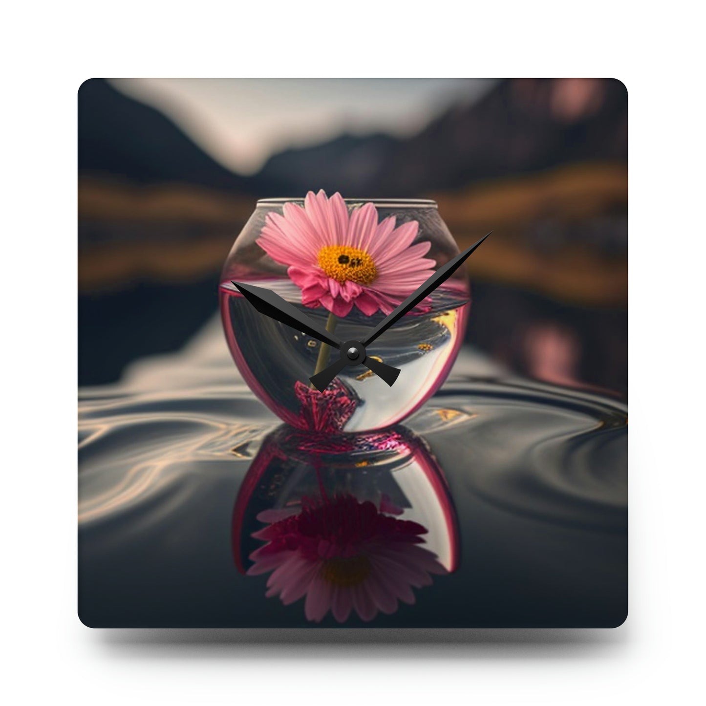 Acrylic Wall Clock Pink Daisy 1