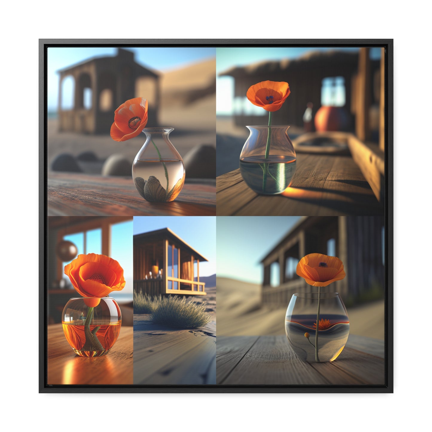 Gallery Canvas Wraps, Square Frame Poppy in a Glass Vase 5
