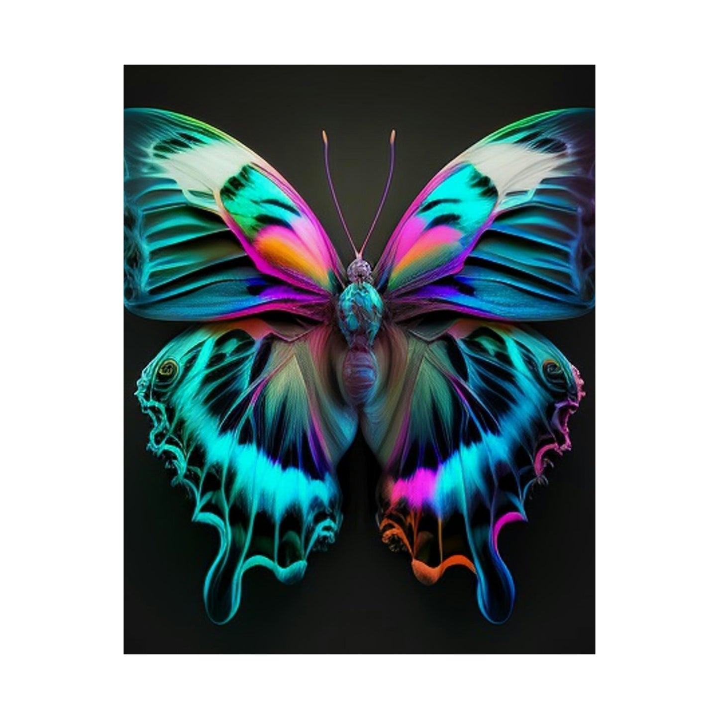 Premium Matte Vertical Posters Neon Butterfly Fusion 4