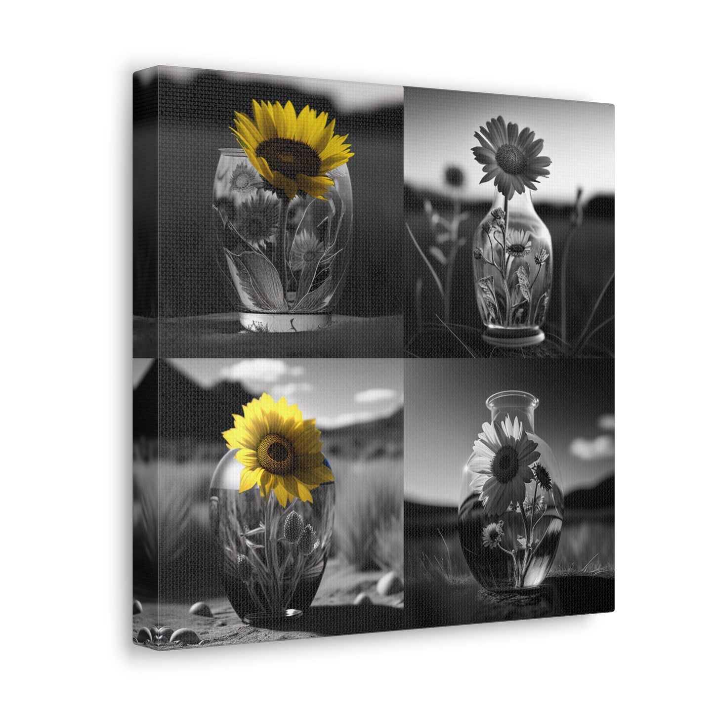 Canvas Gallery Wraps Yellw Sunflower in a vase 5