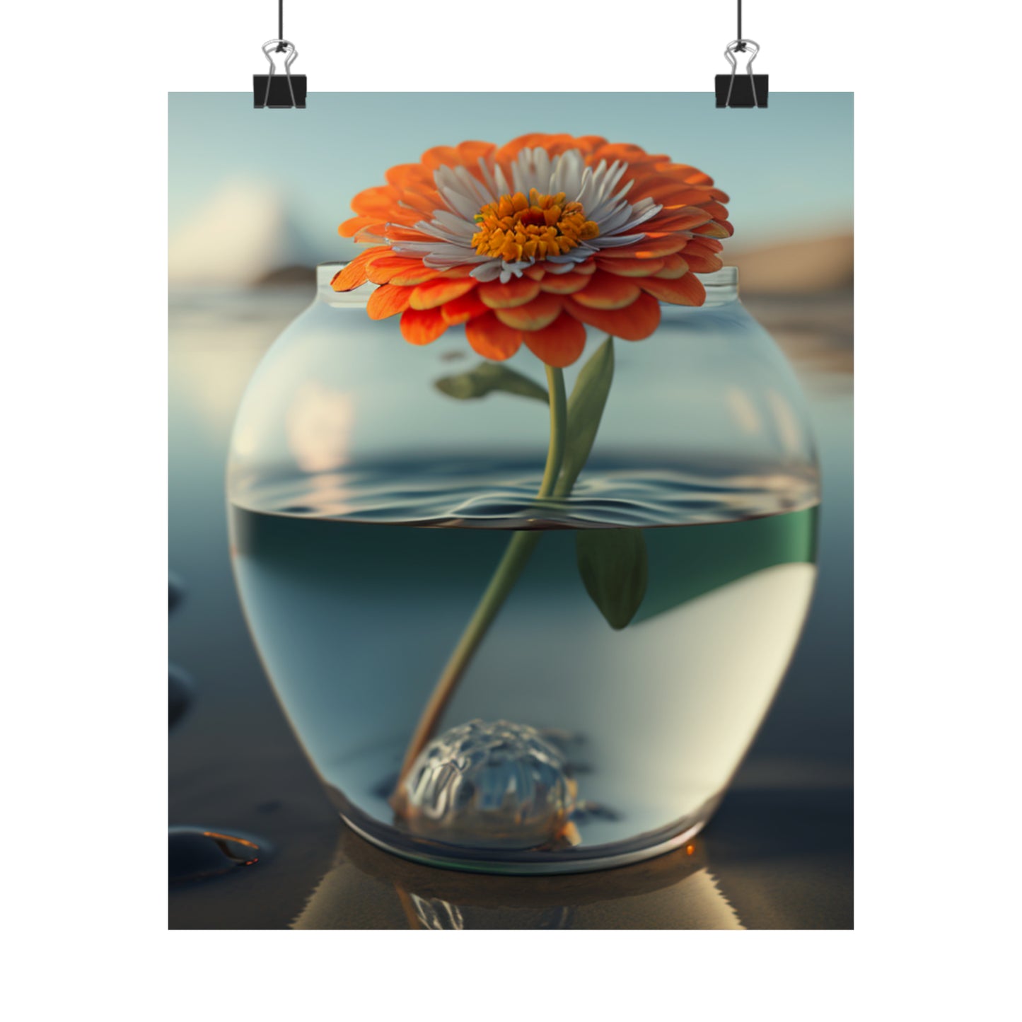 Premium Matte Vertical Posters Orange Zinnia 3