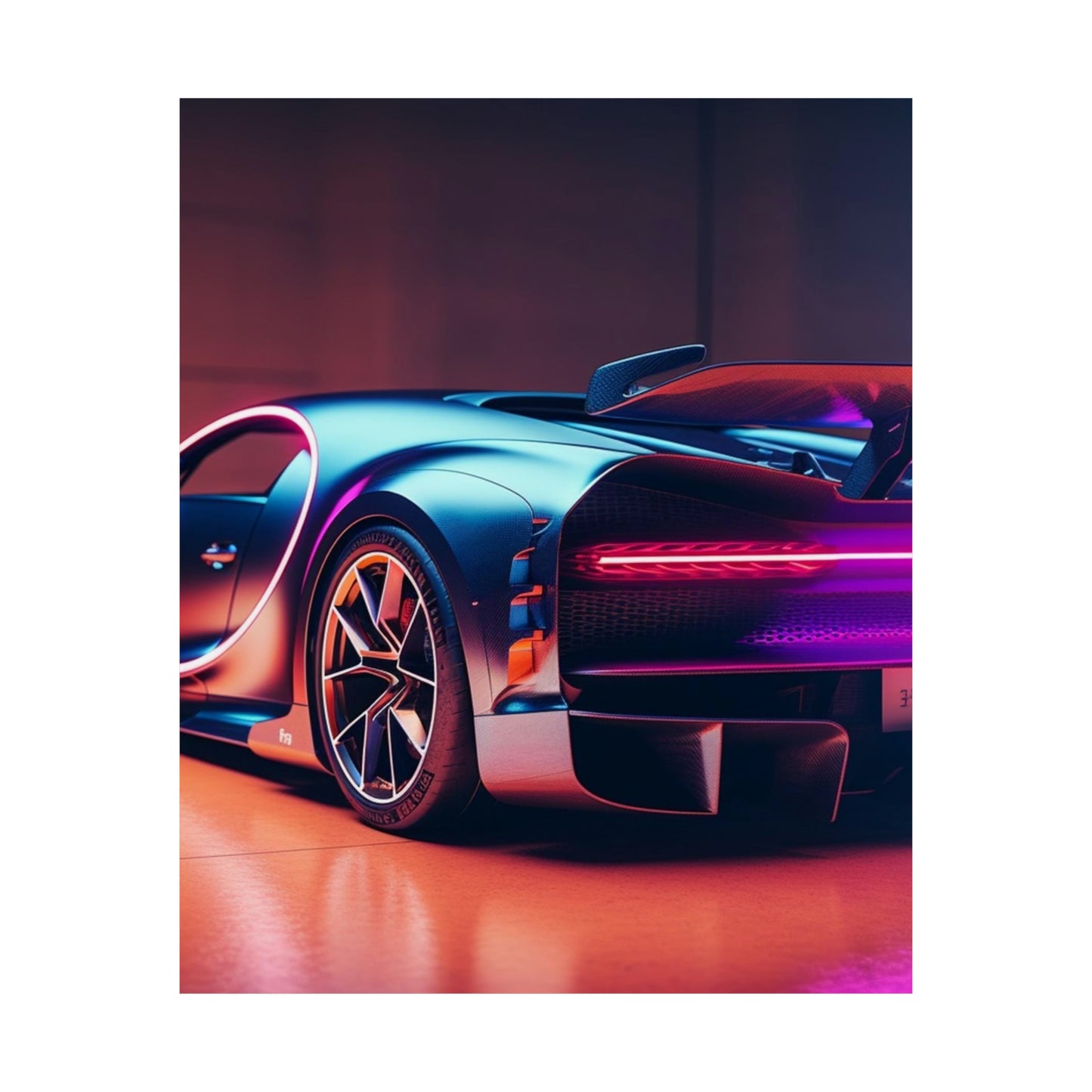 Premium Matte Vertical Posters Hyper Bugatti Neon Chiron 2