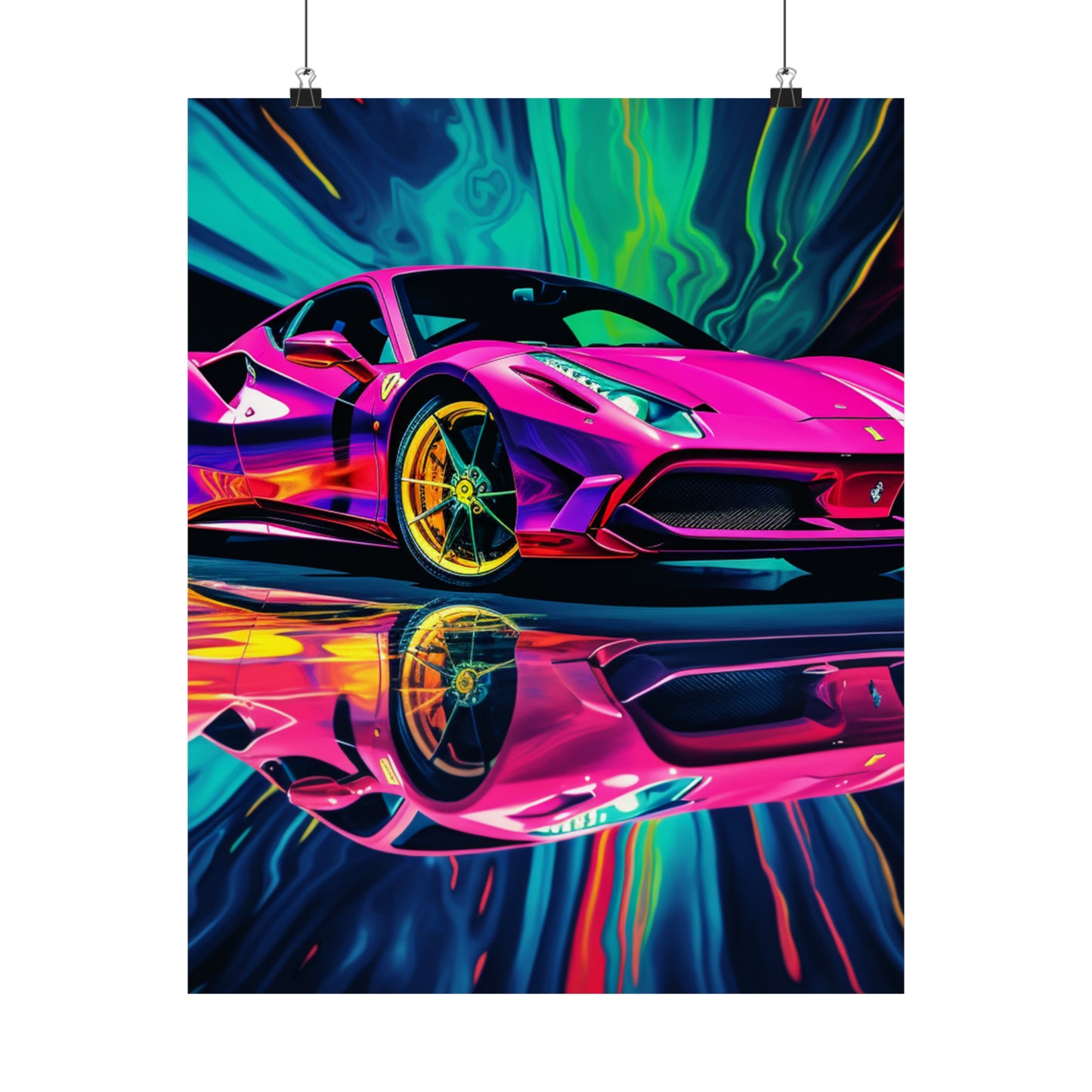 Premium Matte Vertical Posters Pink Ferrari Macro 4