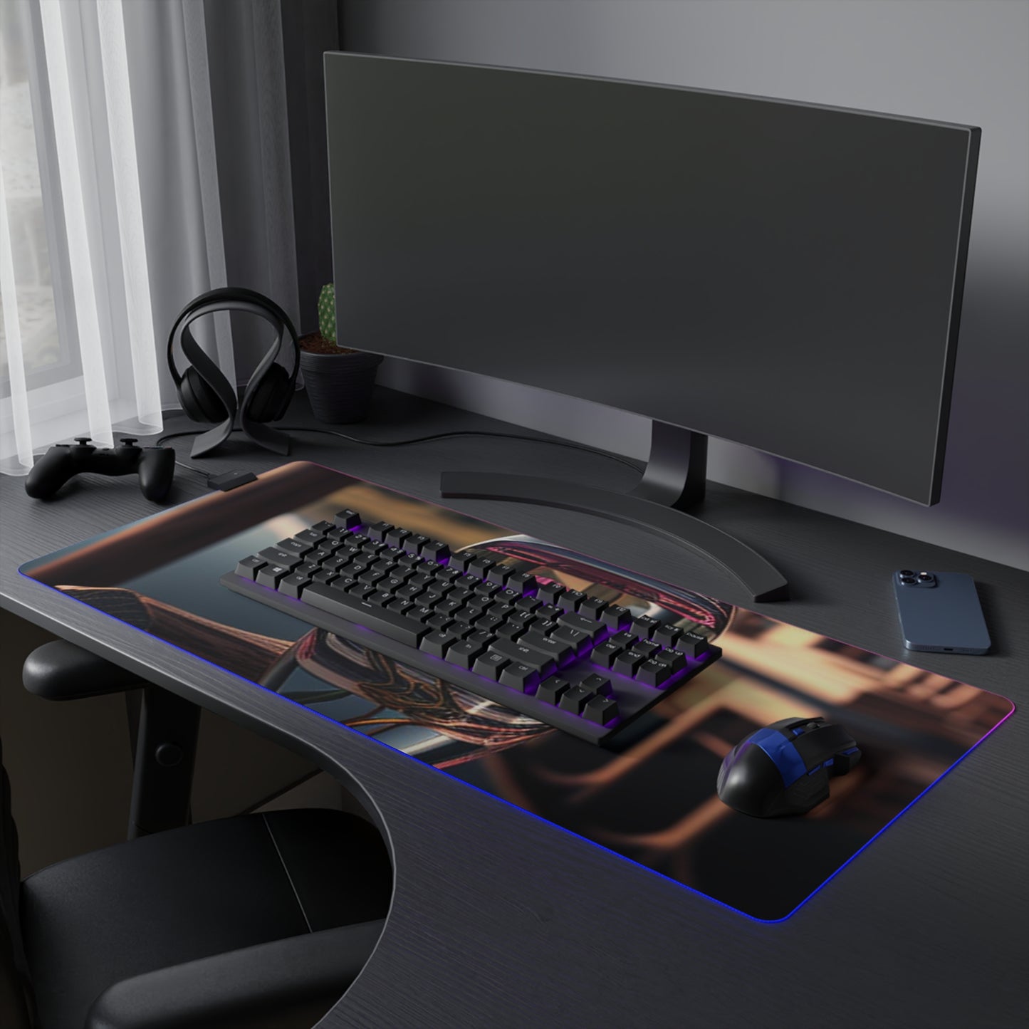 LED Gaming Mouse Pad Pink Magnolia 3