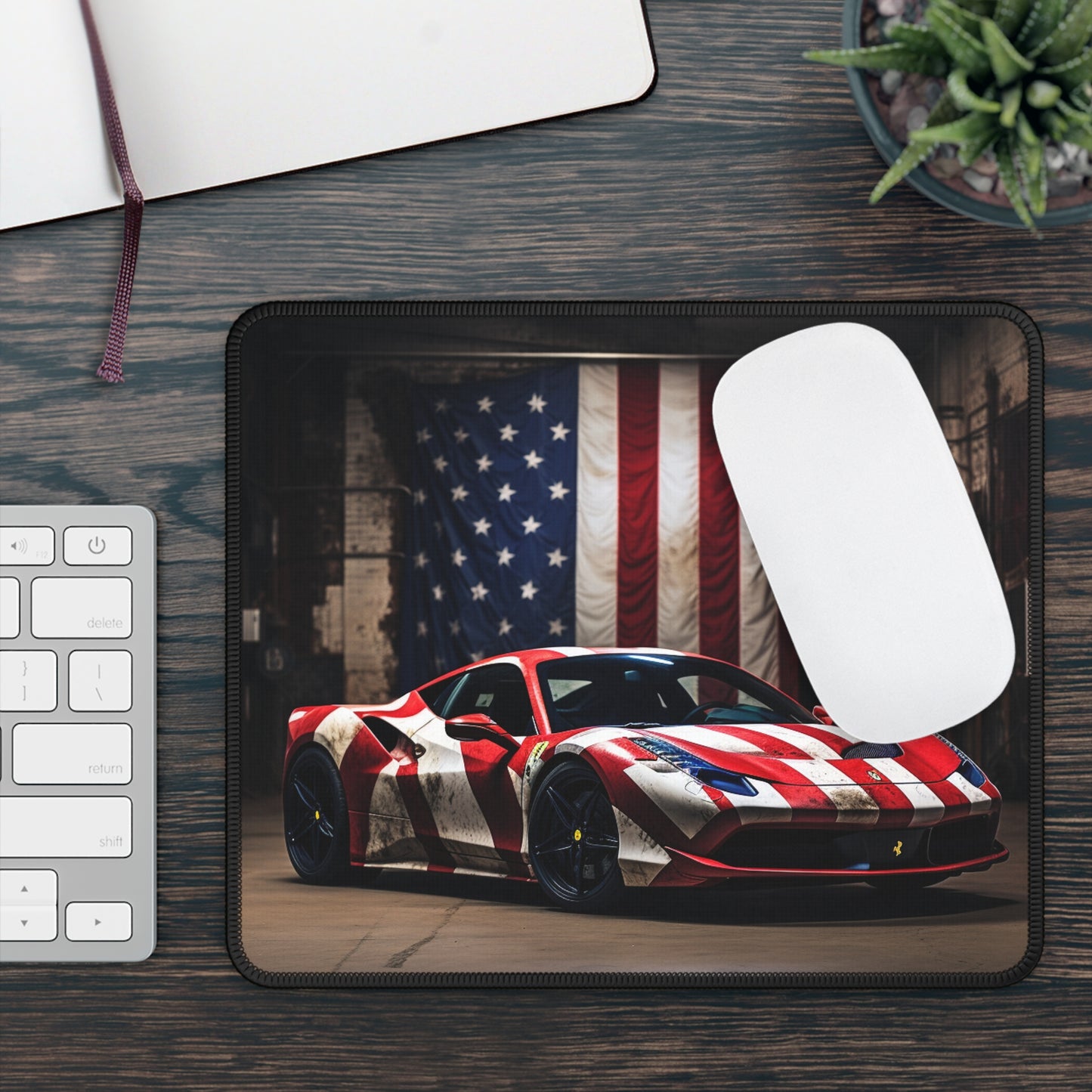 Gaming Mouse Pad  American Flag Farrari 2