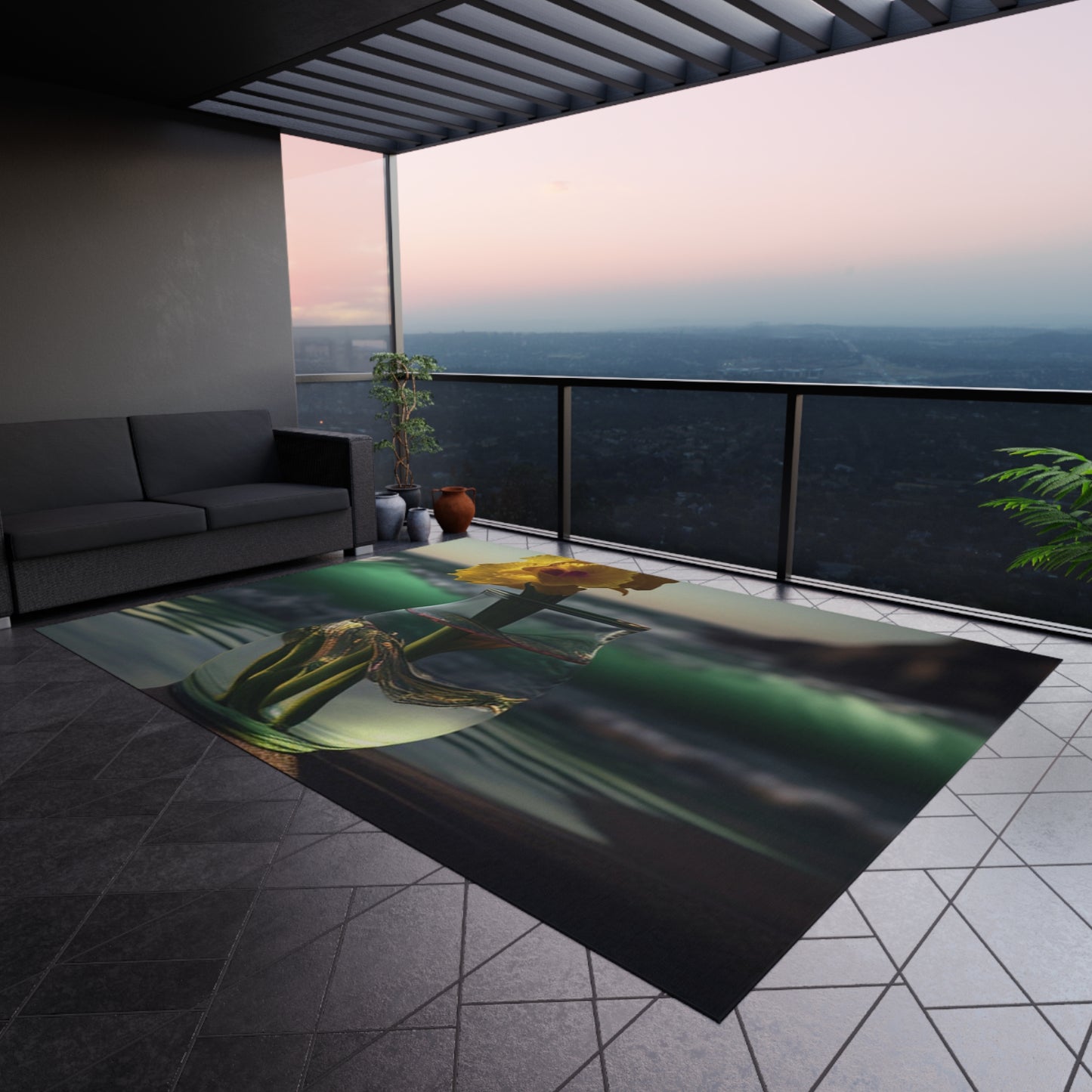 Outdoor Rug  Yellow Gladiolus glass 1