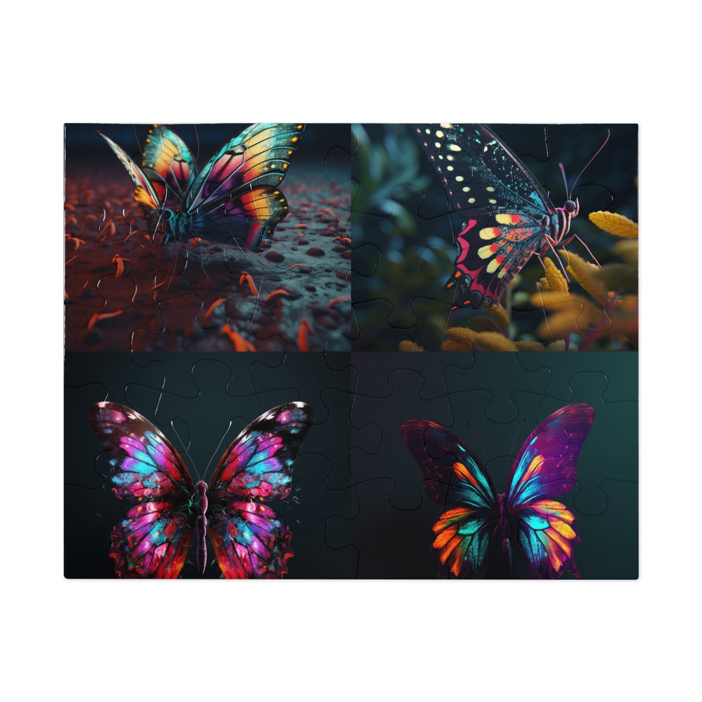 Jigsaw Puzzle (30, 110, 252, 500,1000-Piece) Hyper Colorful Butterfly Macro 5