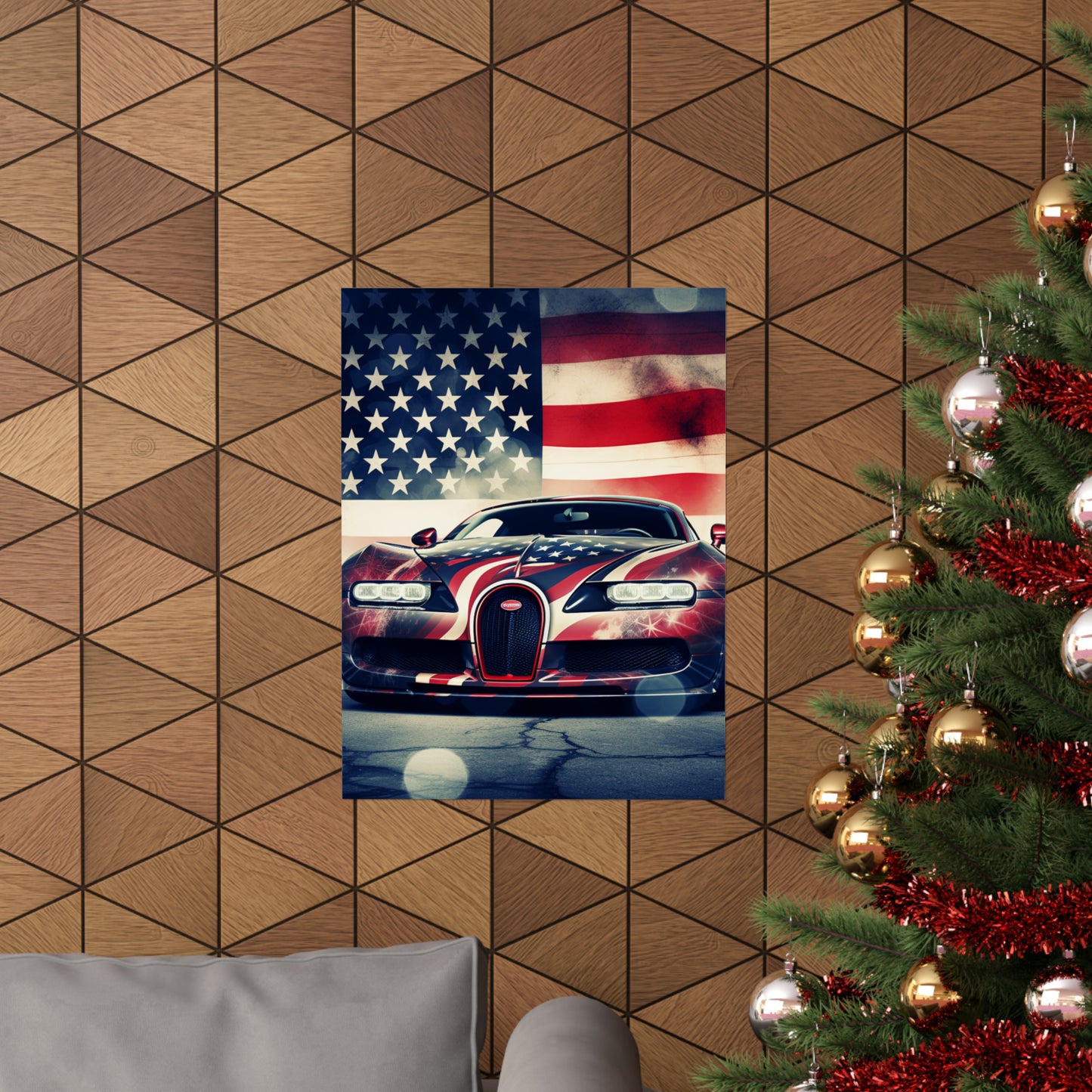 Premium Matte Vertical Posters Abstract American Flag Background Bugatti 1