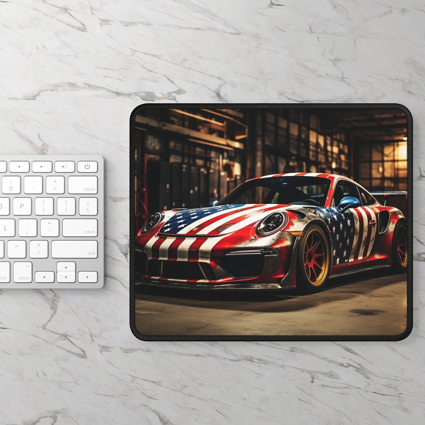 Gaming Mouse Pad  American Flag Porsche 4