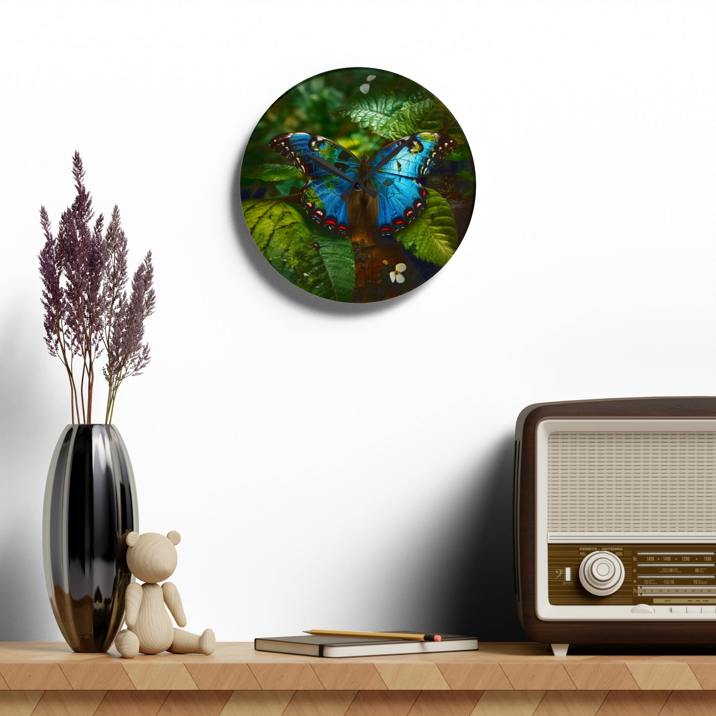 Acrylic Wall Clock Jungle Butterfly 2