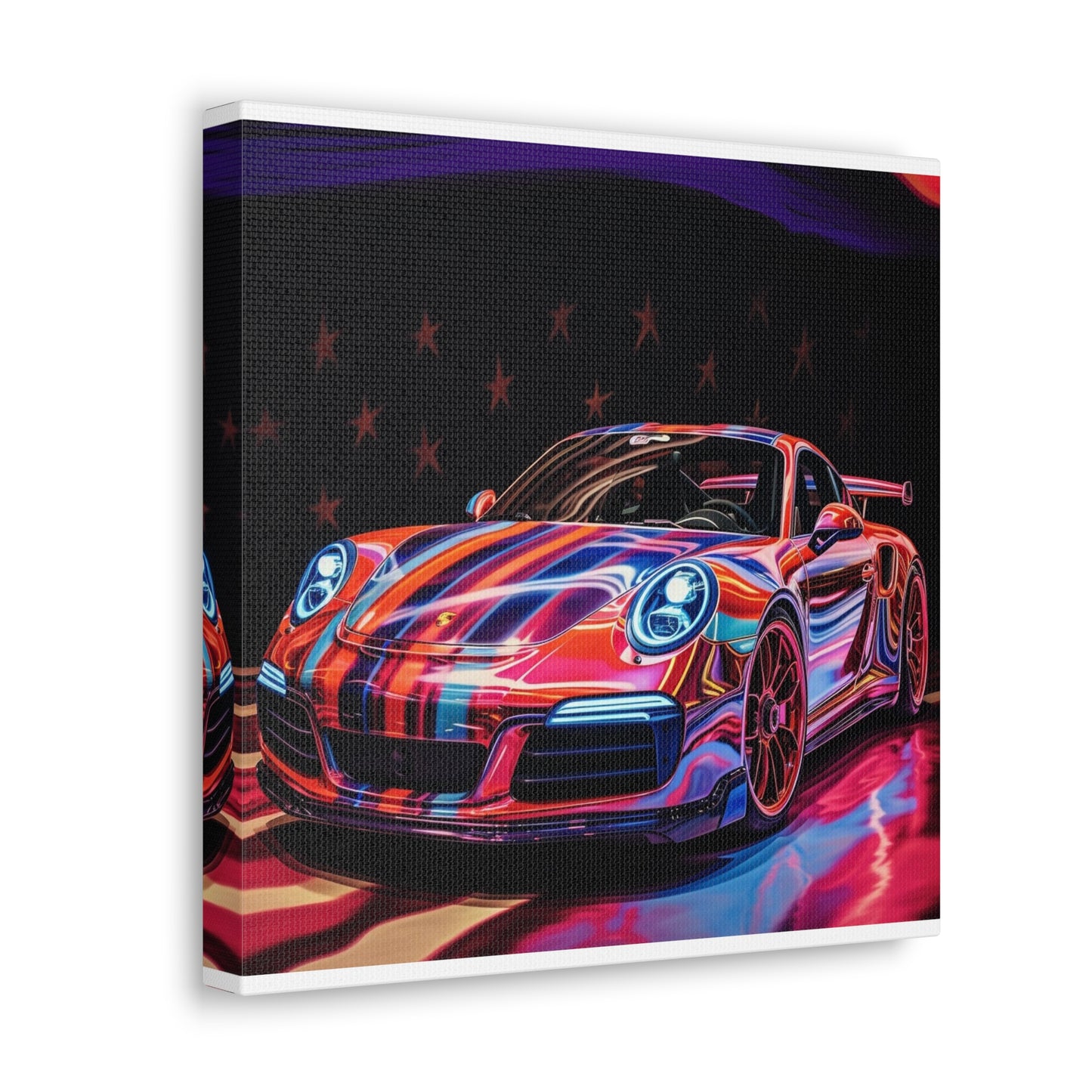 Canvas Gallery Wraps American Flag Colored Porsche 1