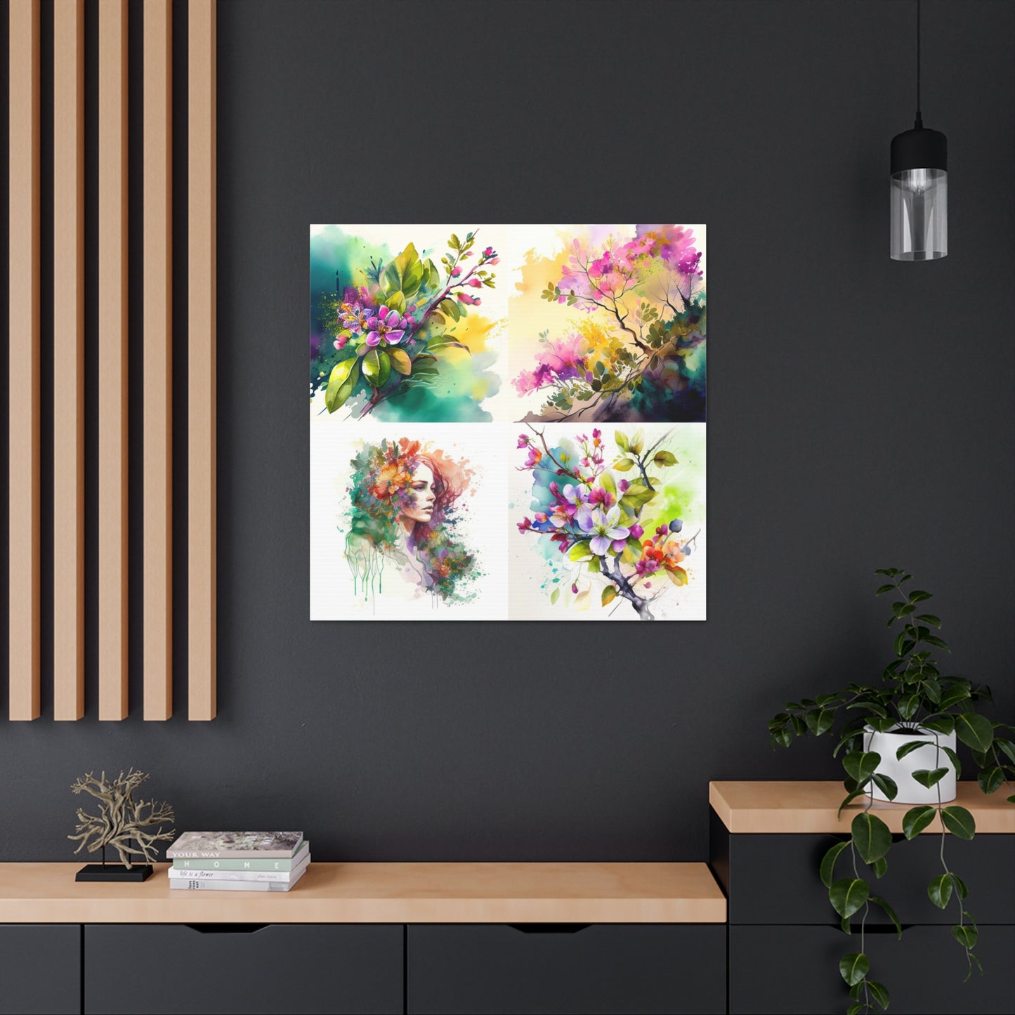 Canvas Gallery Wraps Mother Nature Bright Spring Colors Realistic Watercolor 5