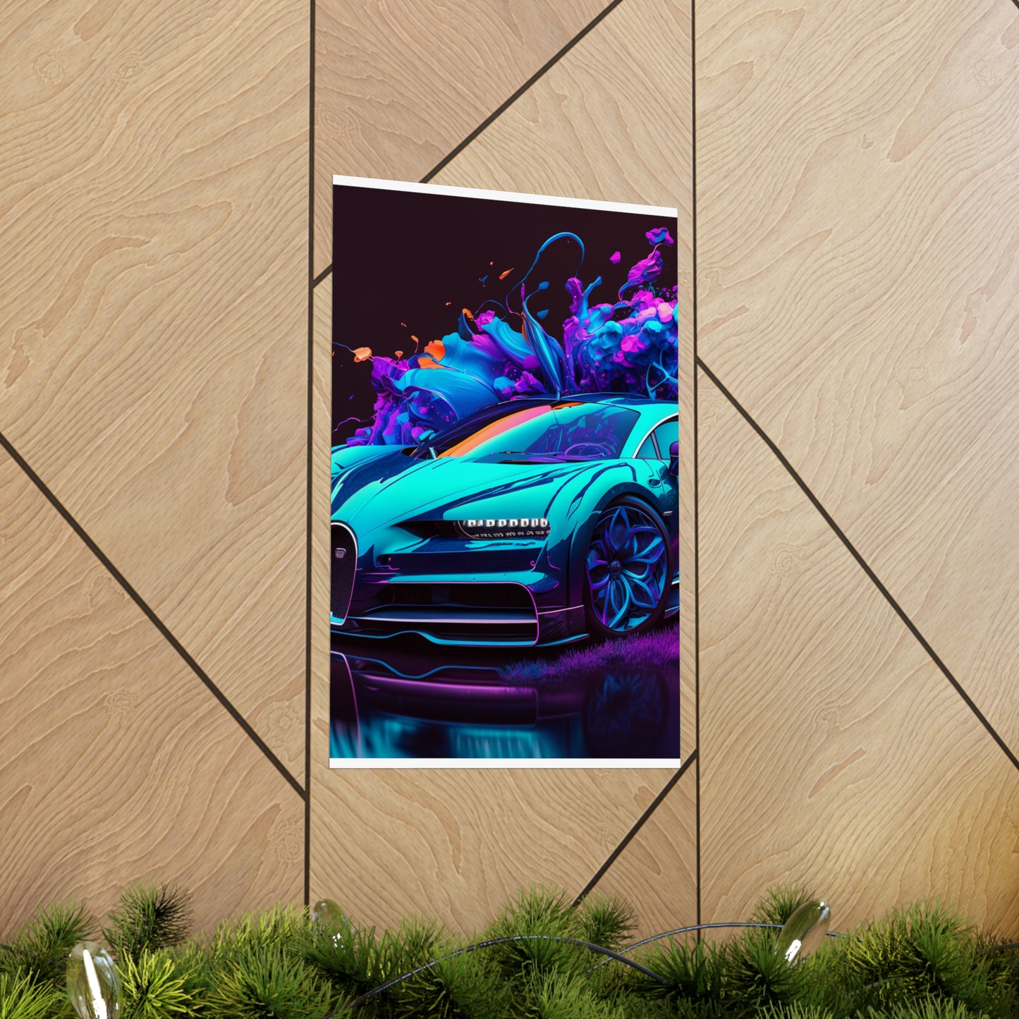 Premium Matte Vertical Posters Bugatti Neon Chiron 3