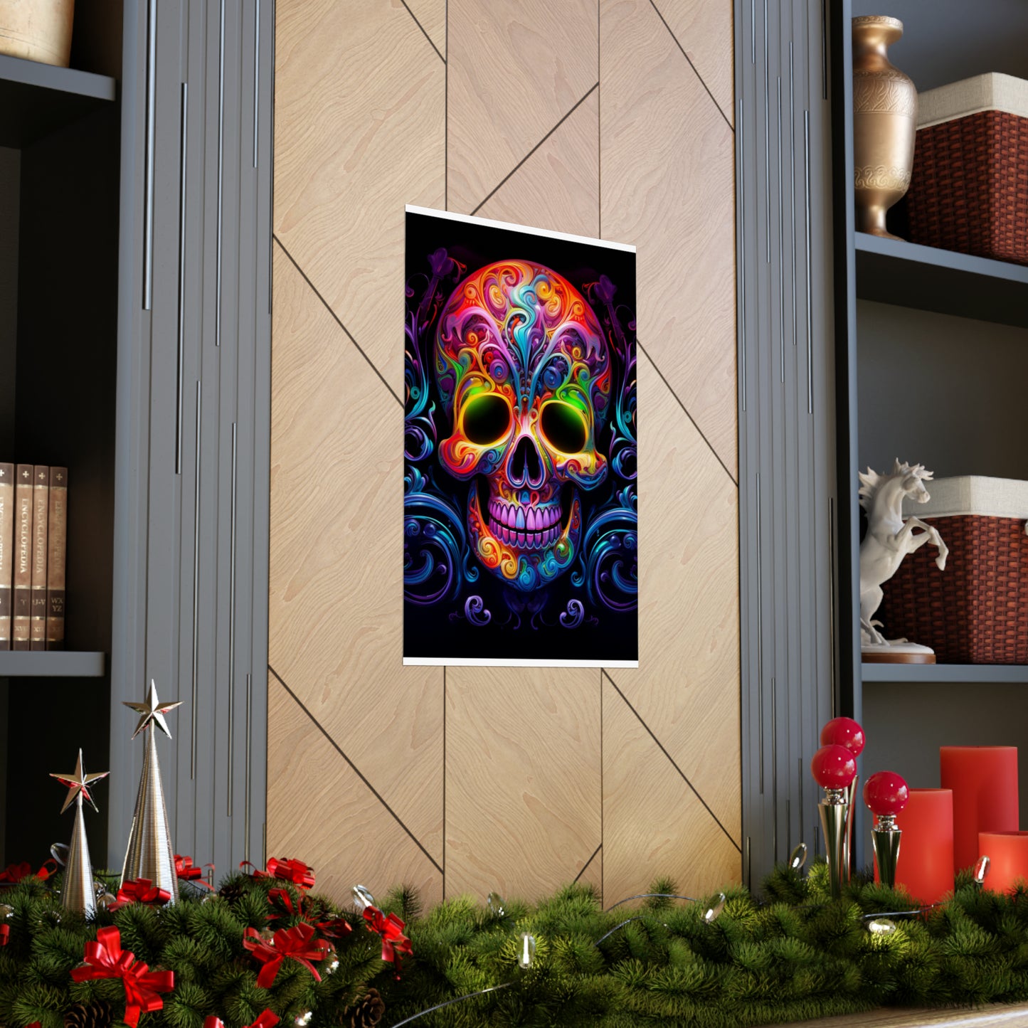 Premium Matte Vertical Posters Macro Skull Color 2