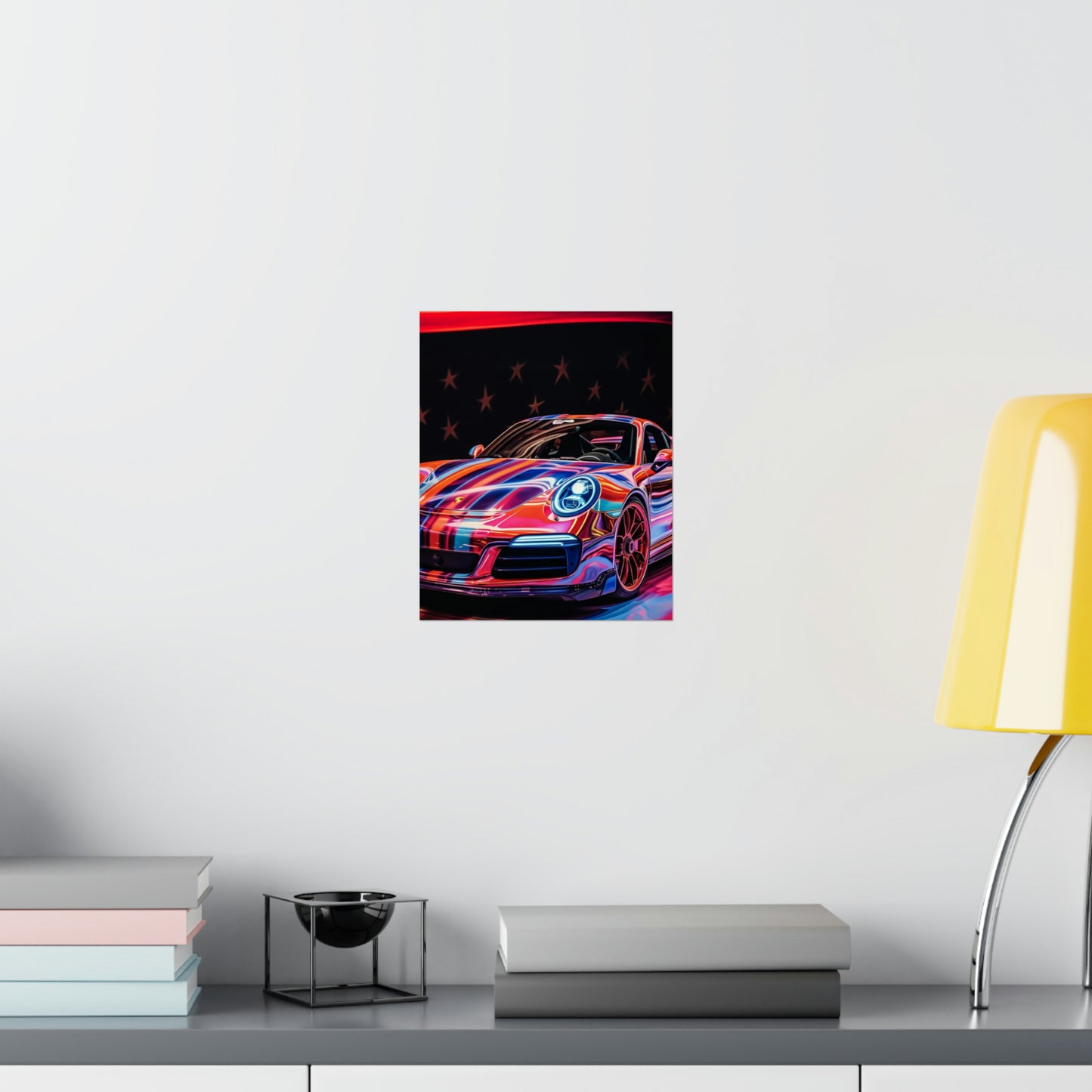 Premium Matte Vertical Posters American Flag Colored Porsche 2