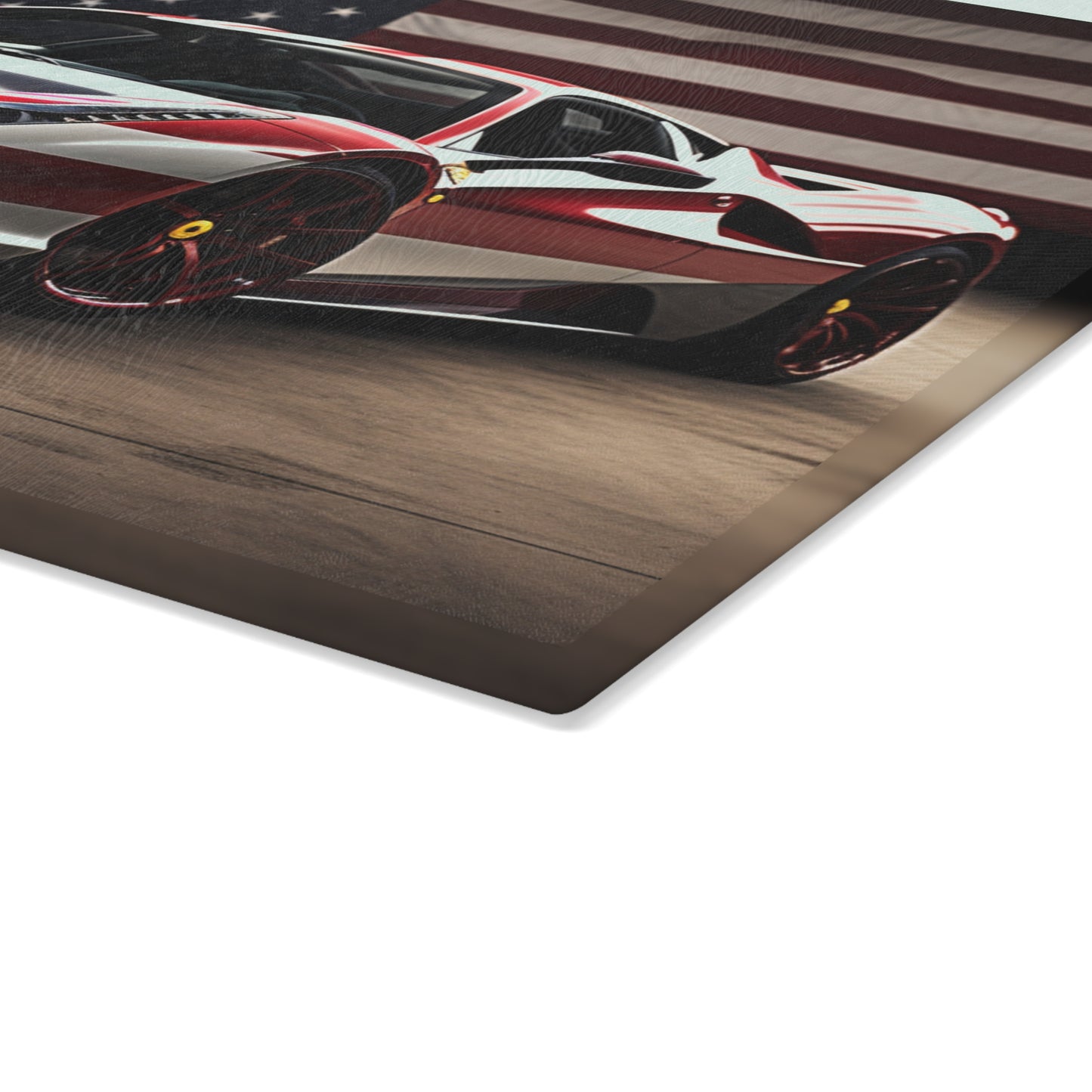 Glass Cutting Board American Flag Background Ferrari 2