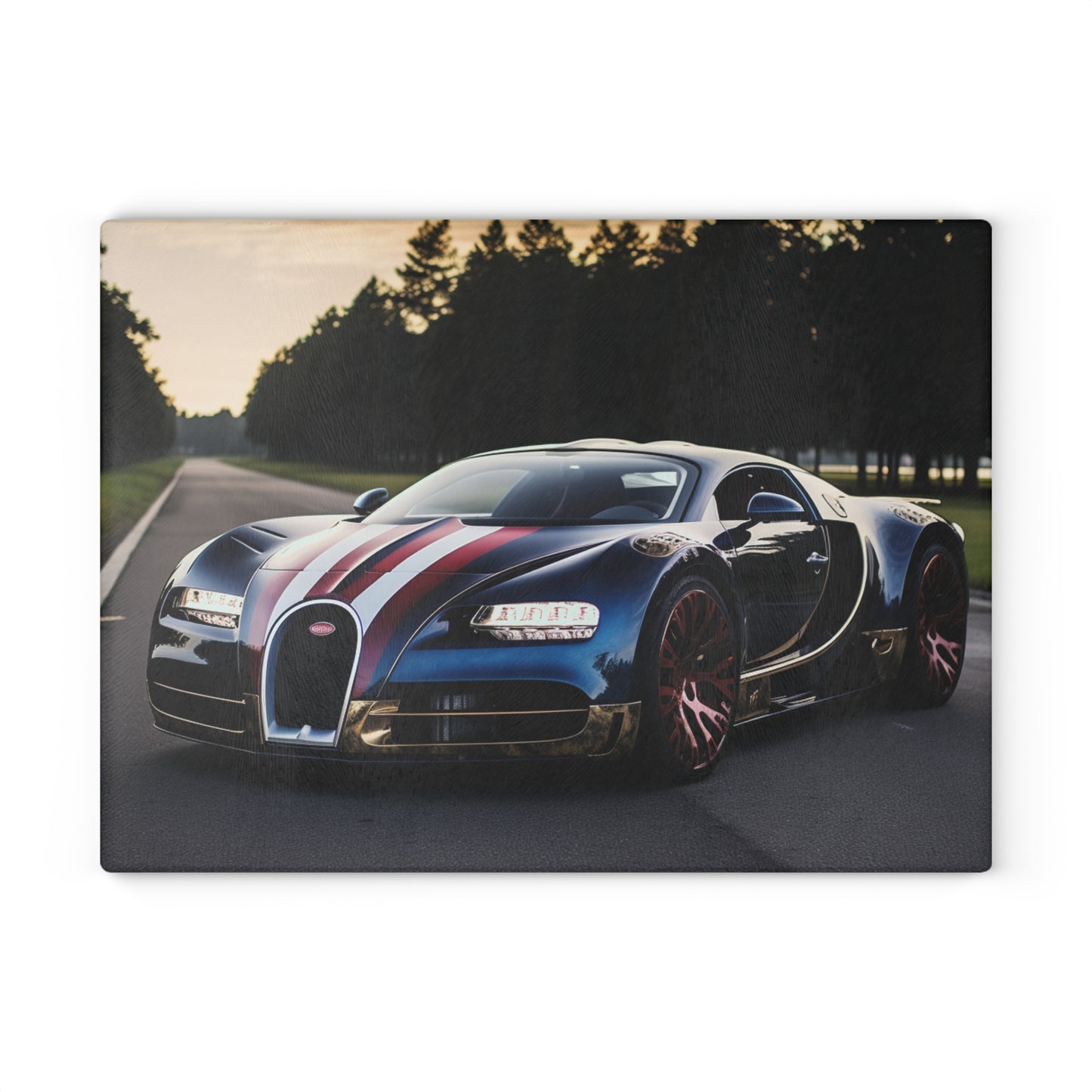 Glass Cutting Board Bugatti Flag American 1