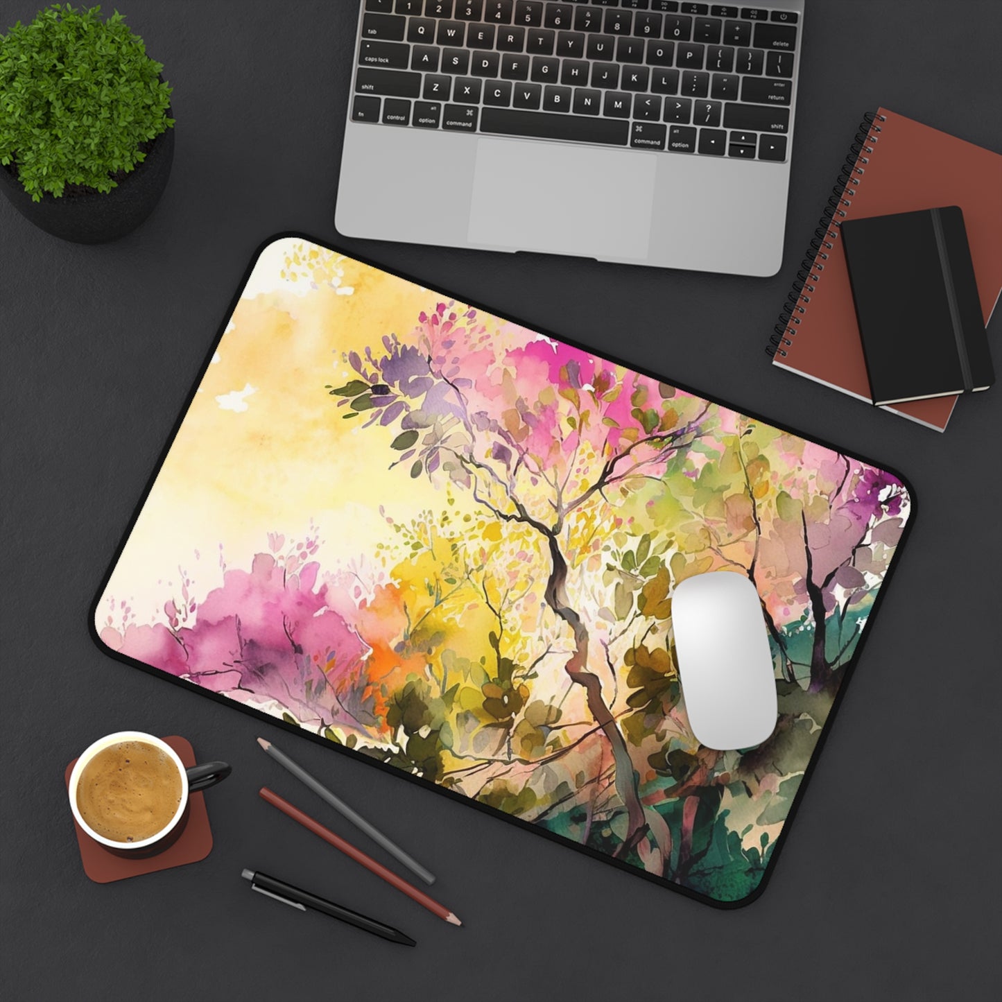 Desk Mat Mother Nature Bright Spring Colors Realistic Watercolor 2