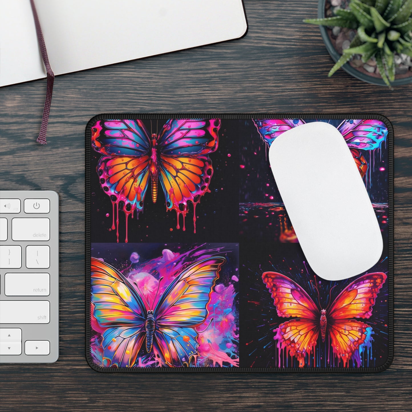 Gaming Mouse Pad  Pink Butterfly Flair 5