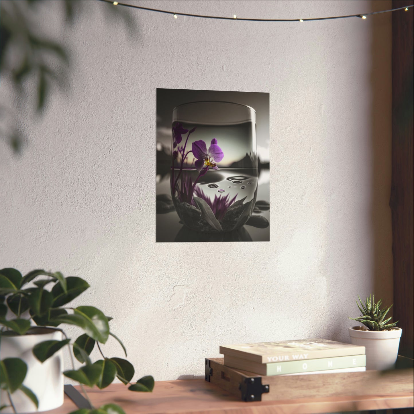 Premium Matte Vertical Posters Purple Orchid Glass vase 2