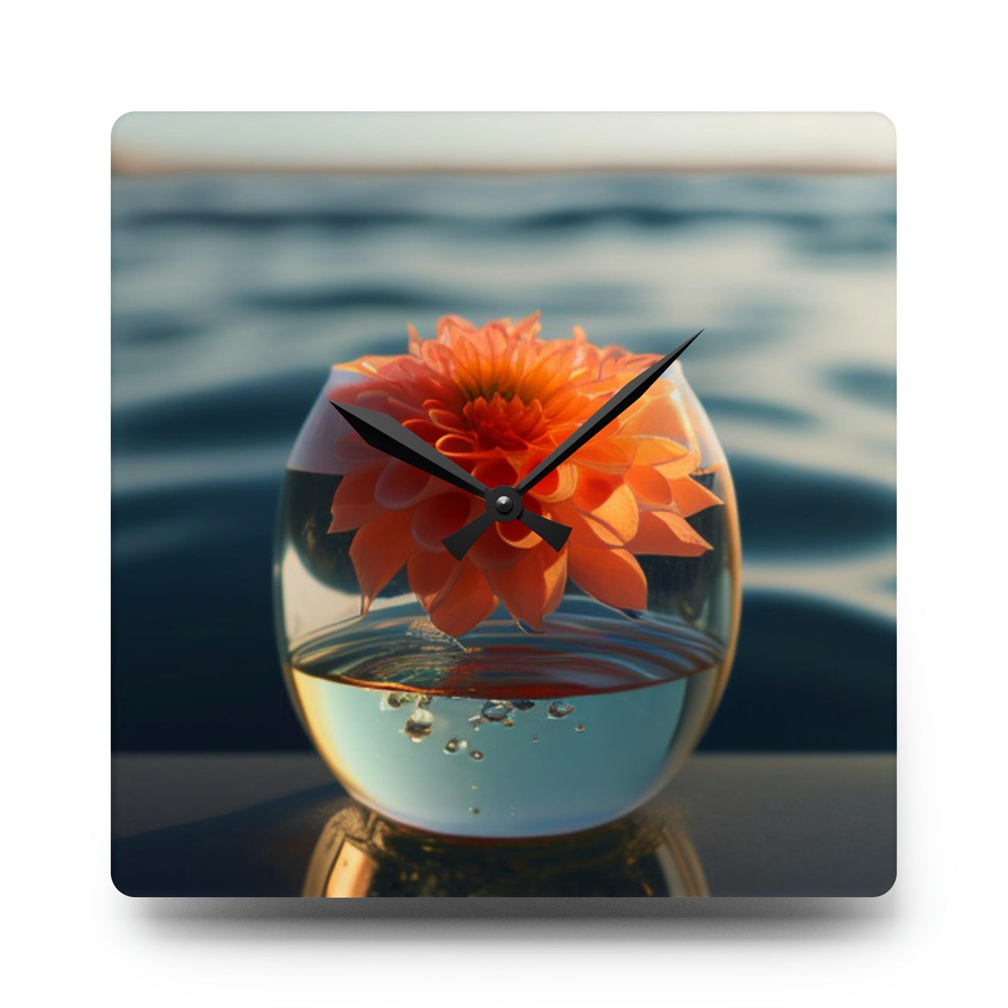 Acrylic Wall Clock Dahlia Orange 2