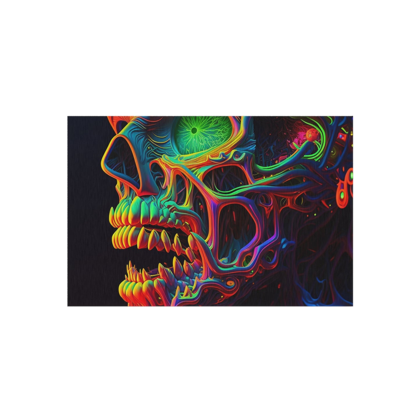 Outdoor Rug  Florescent Skull Death 1