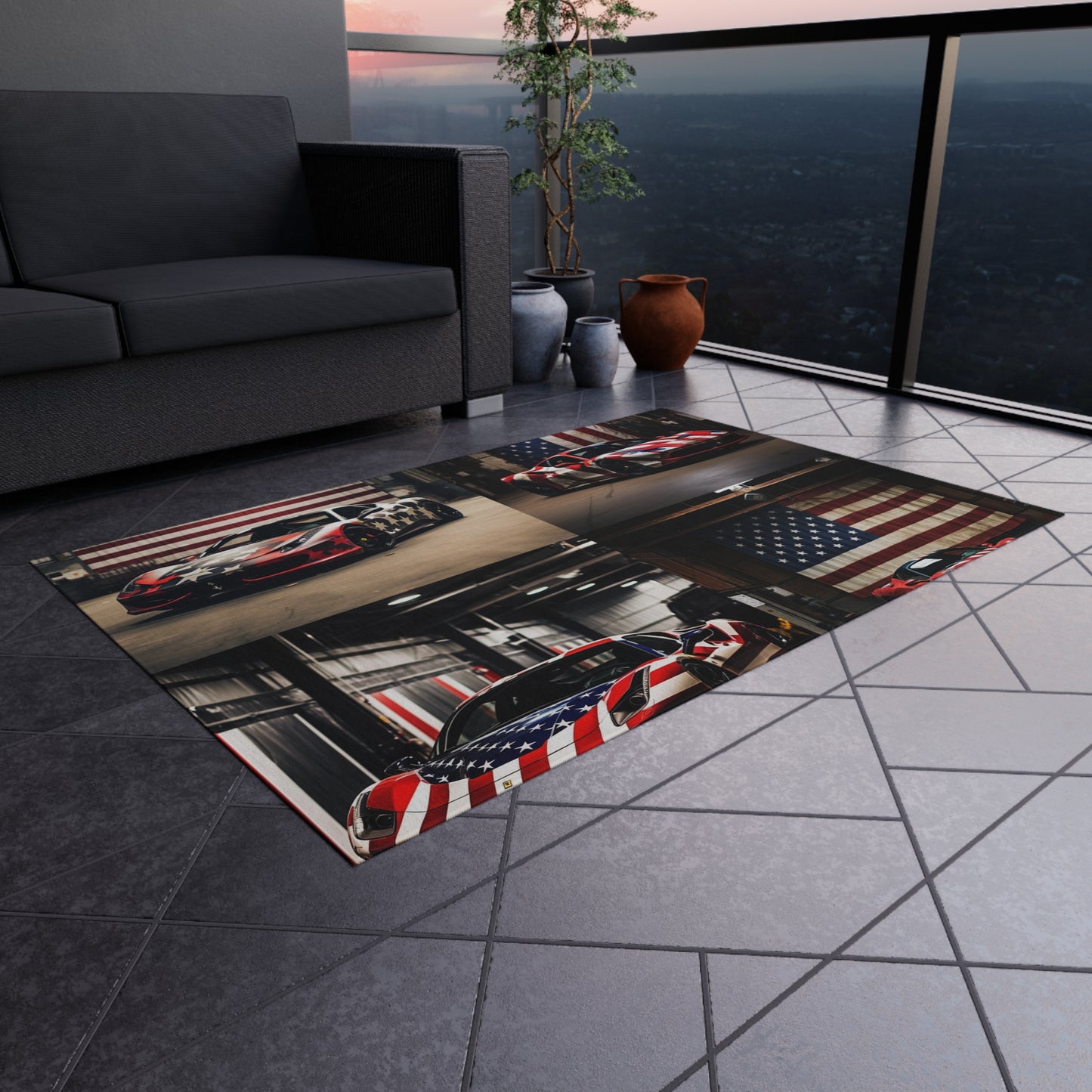 Outdoor Rug  American Flag Farrari 5