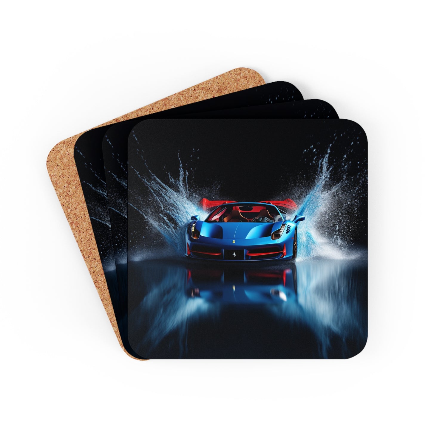 Corkwood Coaster Set Ferrari Water Splash 1