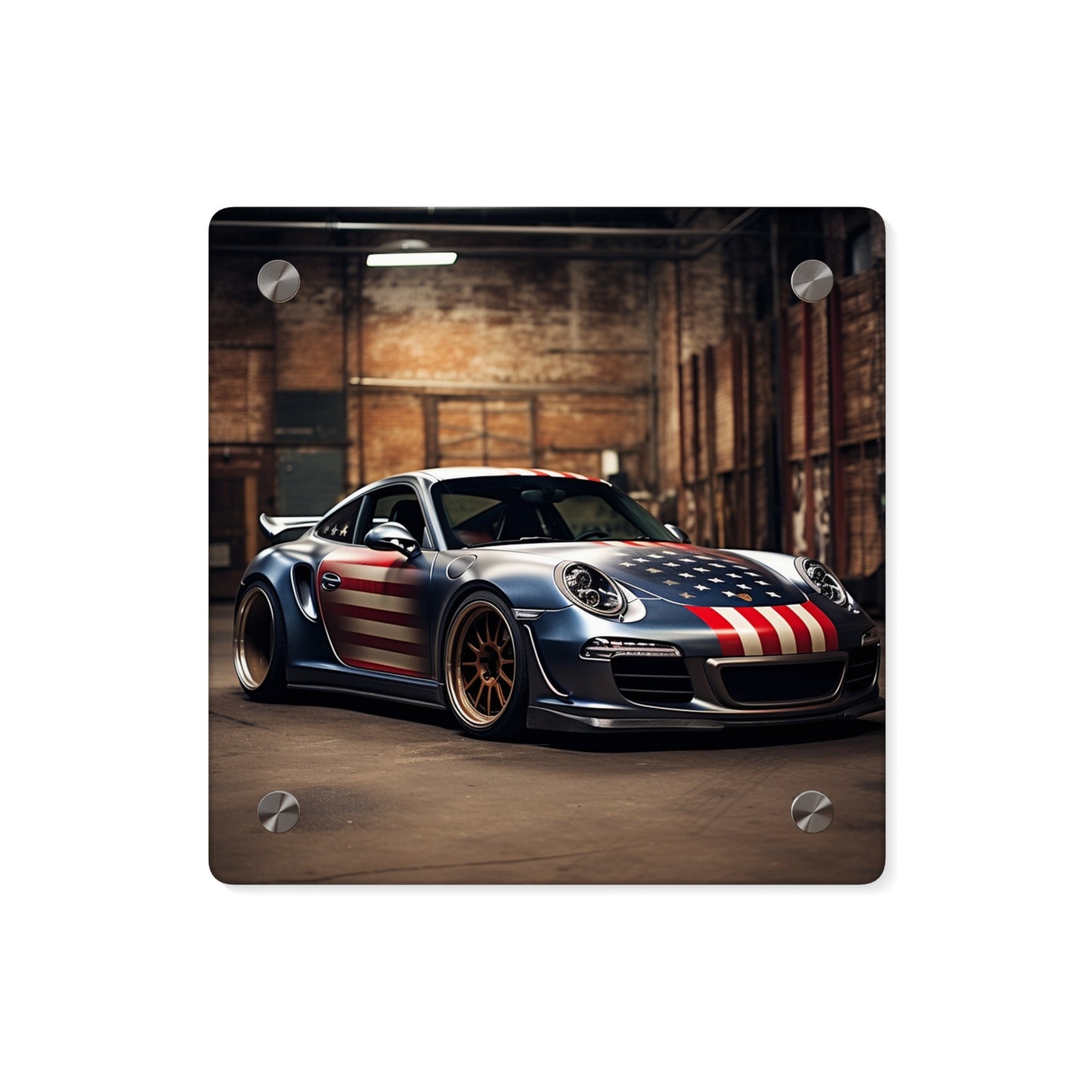 Acrylic Wall Art Panels American Flag Porsche 1