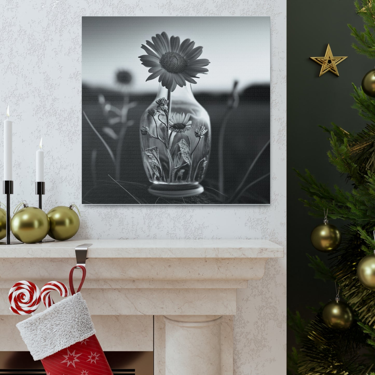 Canvas Gallery Wraps Yellw Sunflower in a vase 2