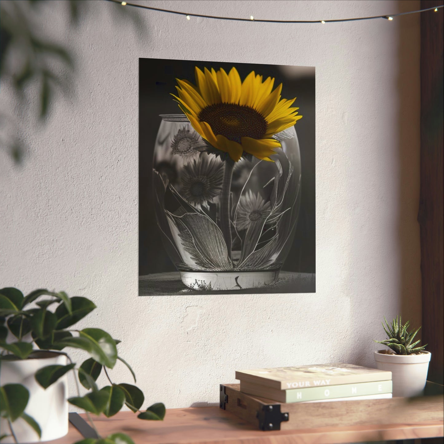 Premium Matte Vertical Posters Yellw Sunflower in a vase 1